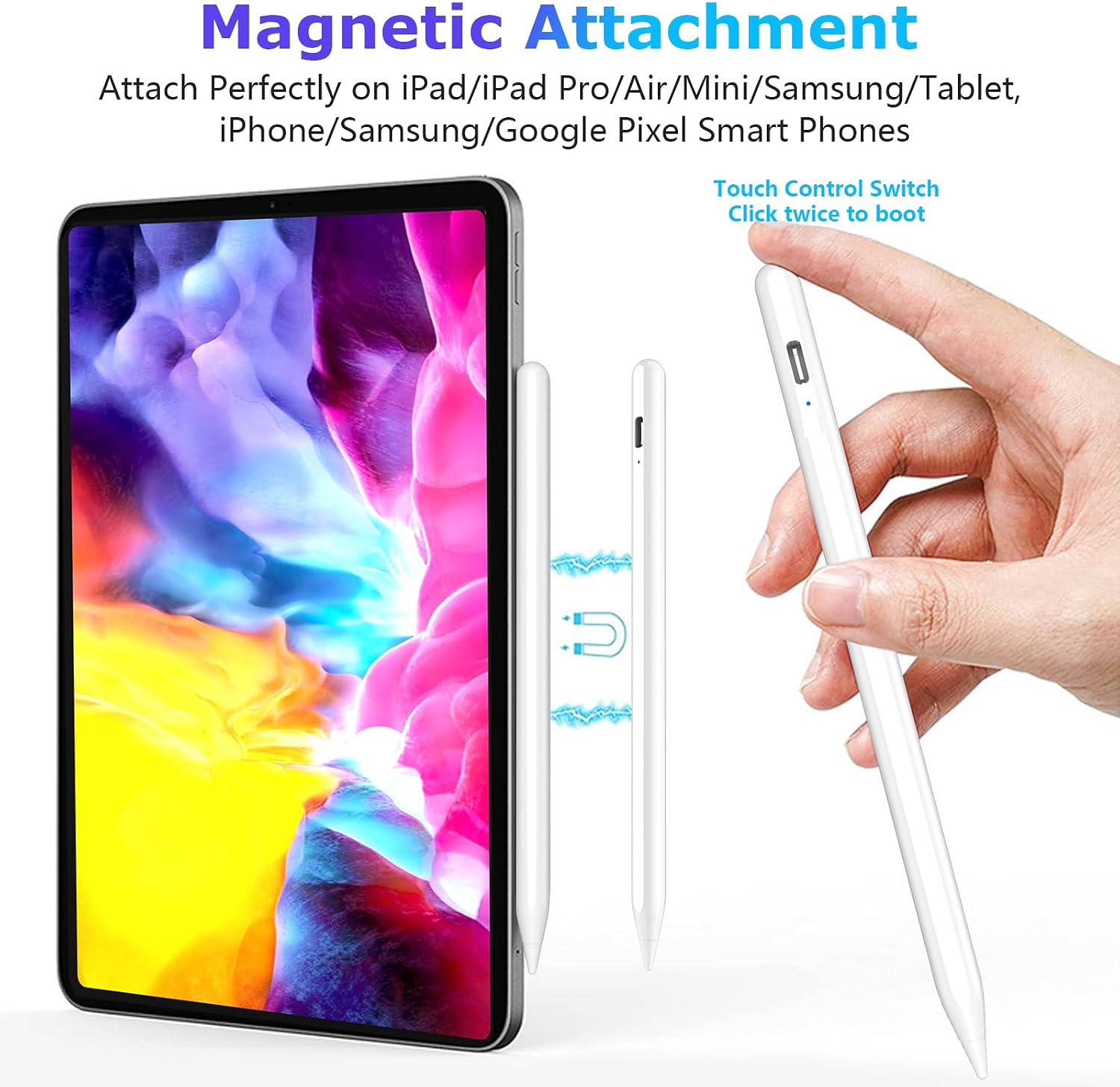 Thumbnail 5 de KARFUN Penna Tablet: Penna capacitiva da 1,5 mm per Android, compatibile con tablet e telefoni, ricarica rapida, bianca