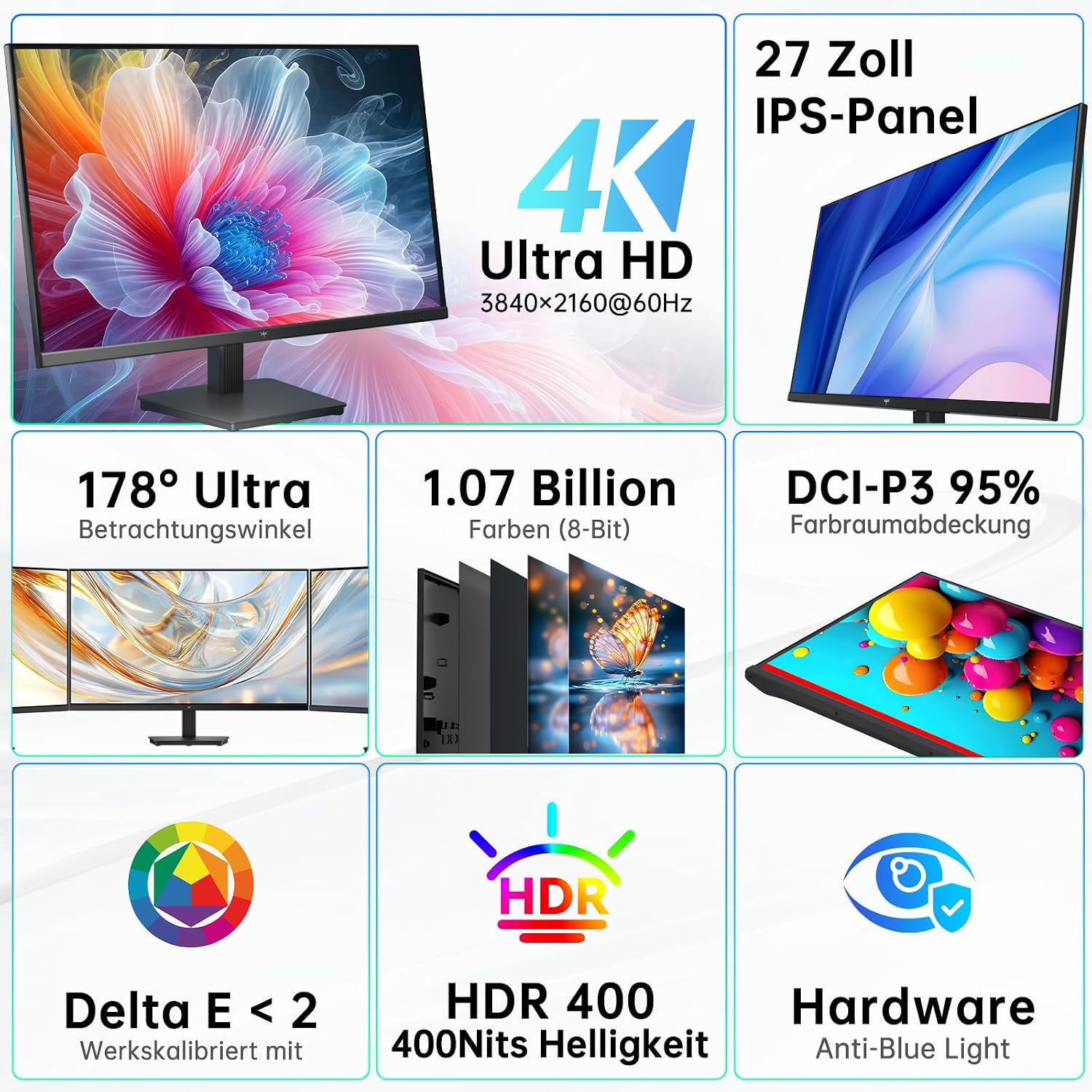 Detalle de KTC 27 Zoll 4K UHD Monitor – IPS, HDR400, 60 Hz, Farbvielfalt