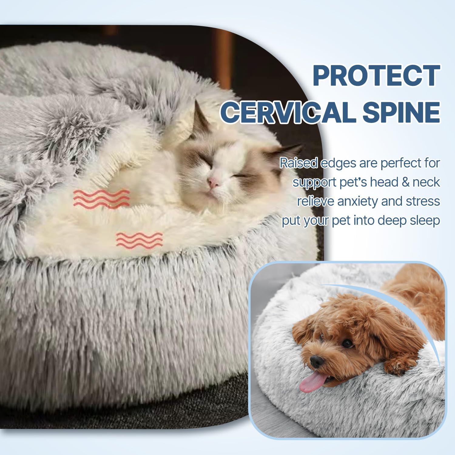 Thumbnail 1 de SUOXU Calming Bed: 65cm 2-in-1 Hooded Pet Bed for Cats and Small Dogs