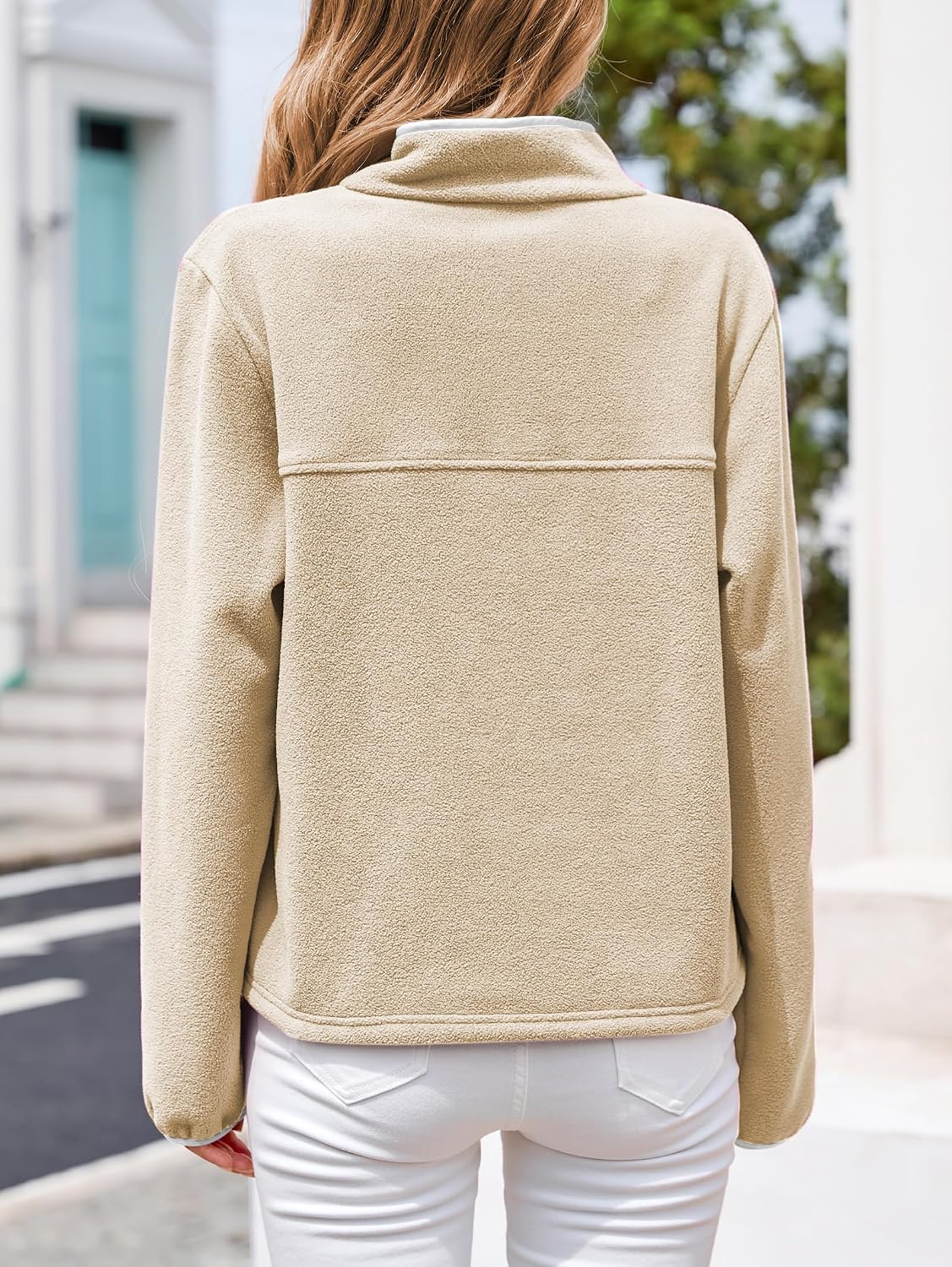 Thumbnail 3 de iChunhua 1/4 Button Funnel Neck Fleece Sweatshirt for Women with Pockets