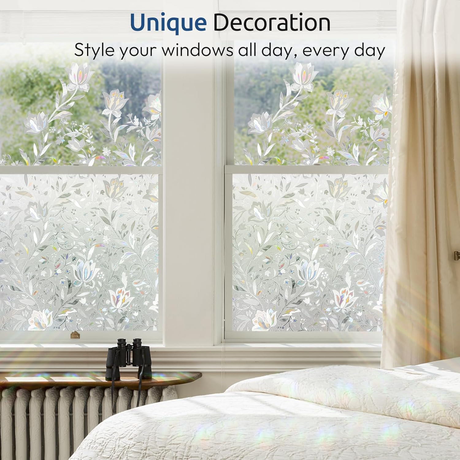 Thumbnail 5 de rabbitgoo Window Privacy Film with Rainbow Tulip Pattern (17.5" x 78.7")