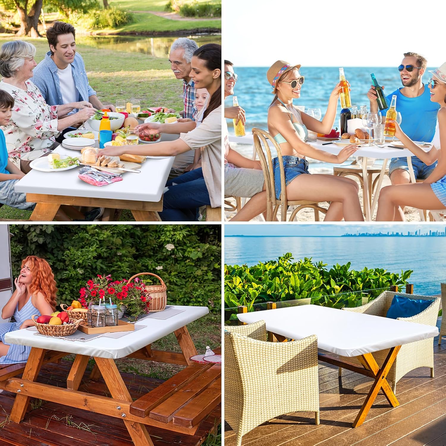 Thumbnail 5 de homing Rectangle Table Cloth Cover (Waterproof Elastic Fitted), 30" x 72" for 6 Foot Folding Tables