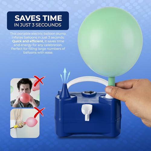 Thumbnail 3 de Scott 11 Electric Balloon Pump with Dual Nozzle (Blue) – Portable 600W UK 230V Balloon Inflator