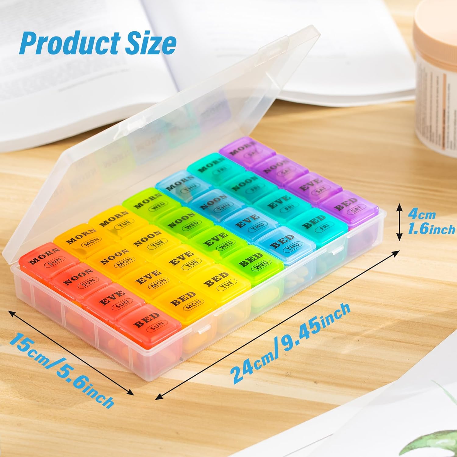 Thumbnail 1 de Yaklim Pill Boxes 7 Day 4 Times a Day: Extra Large Weekly Tablet Organiser with 28 Compartments