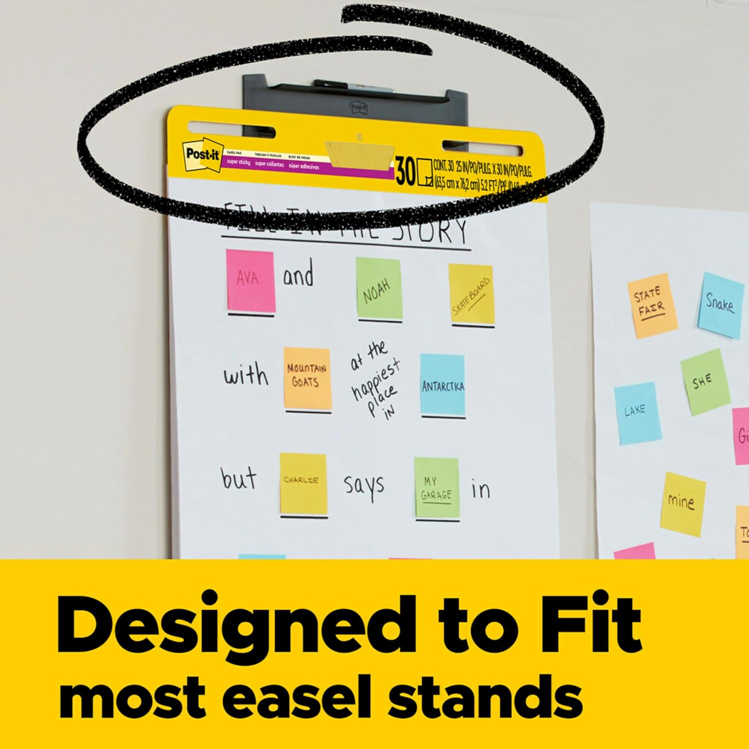 Detalle de Post-it Super Sticky Meeting Charts – Pack Promo, 6 tableaux autocollants 635 x 762 mm (blanc) pour réunions et brainstorming