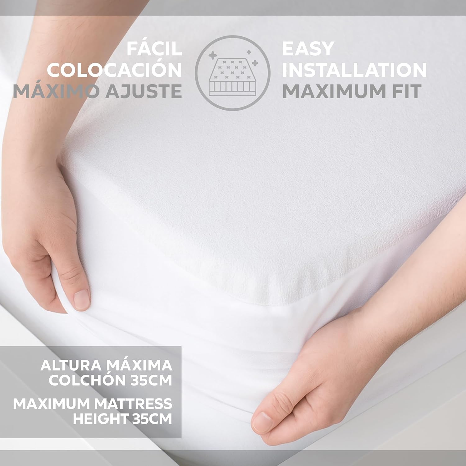 Thumbnail 3 de EasyCosy Coprimaterasso singolo impermeabile 105x200x30 cm con elastico tutto intorno (bianco) certificato OEKO-TEX