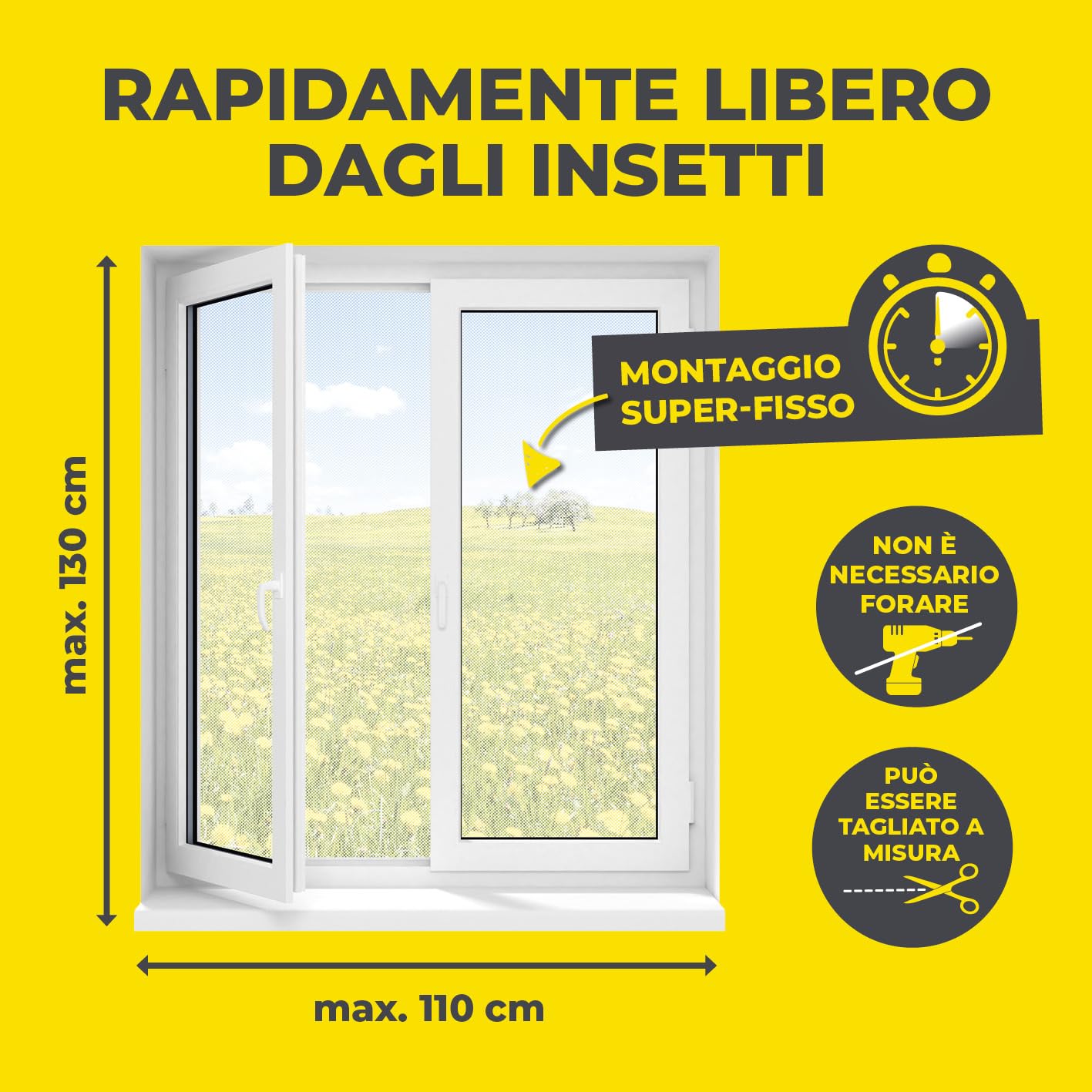 Thumbnail 3 de EASYmaxx Zanzariera per finestre con Magic Click: protezione magnetica su misura fino a 110 × 130 cm