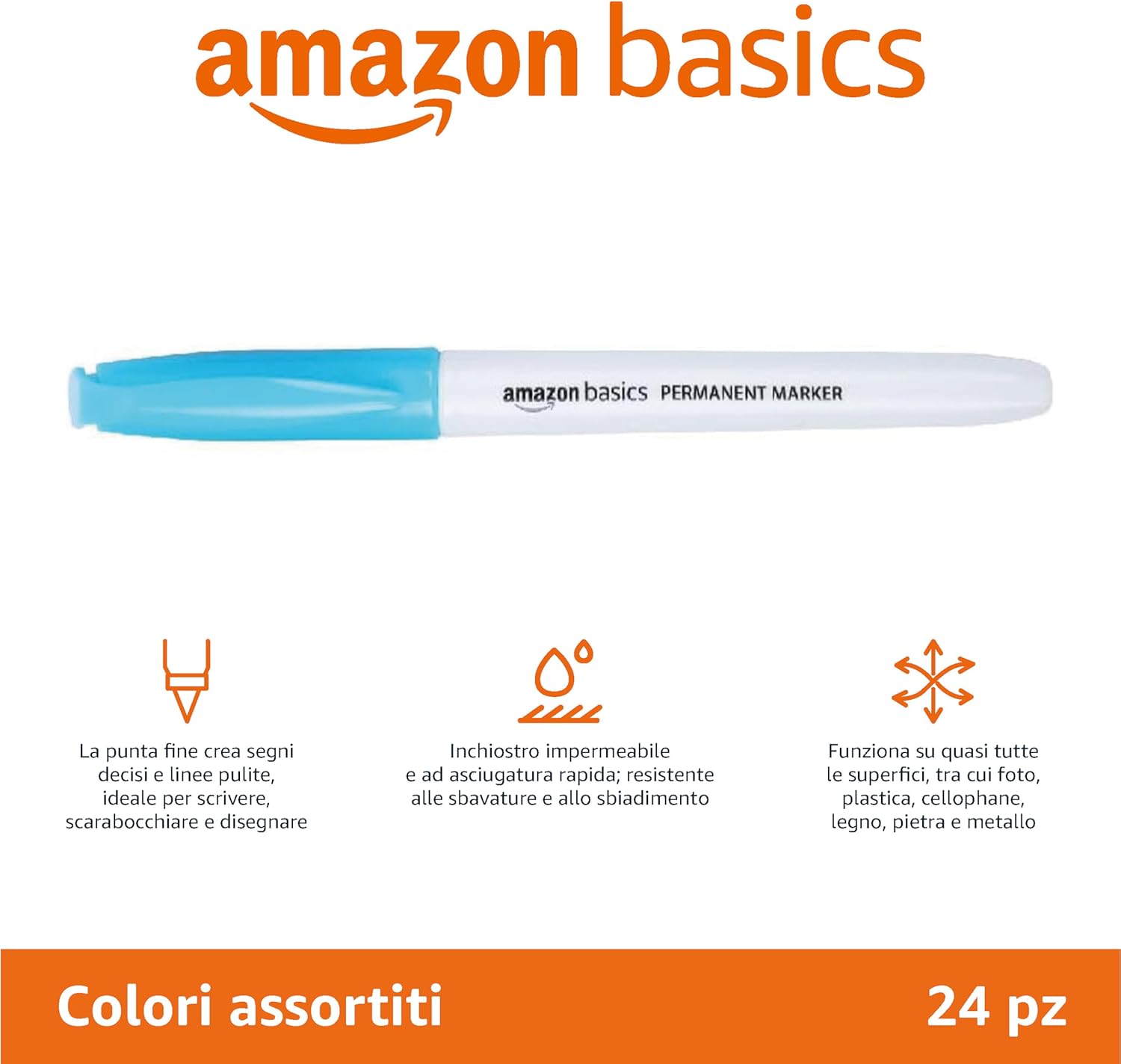 Thumbnail 3 de Amazon Basics Pennarelli indelebili – confezione da 24 colori assortiti