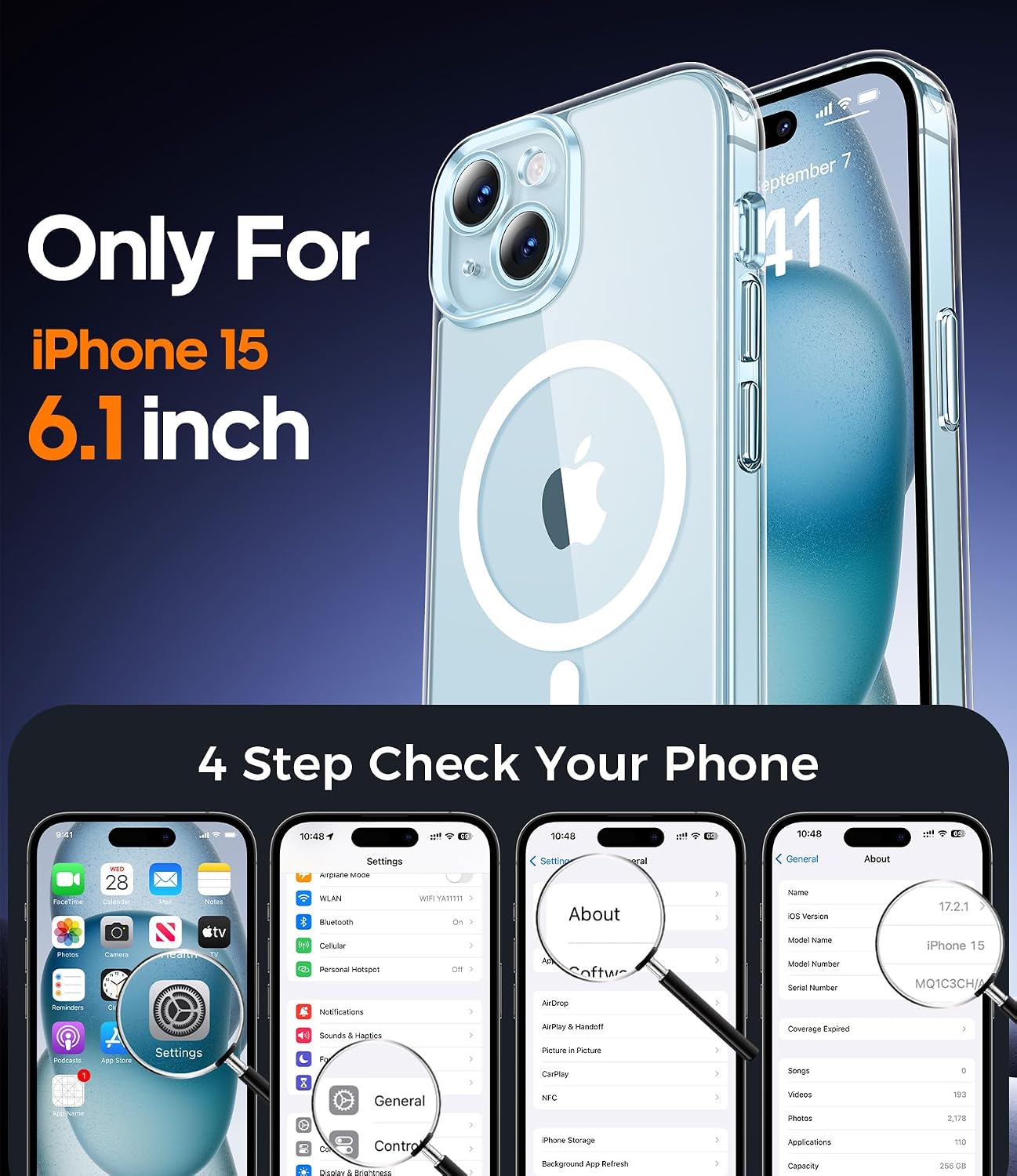 Detalle 2 de Qasyfanc funda iPhone 15 6,1 MagSafe Transparente
