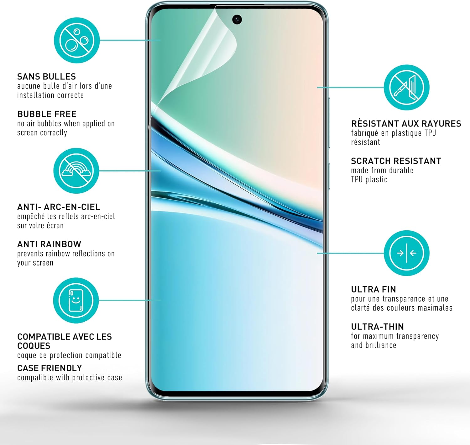 Detalle 1 de smartect 2Pack_TPU_Xiaomi_Redmi_Note_15 TPU-beschermfolie, 2 stuks