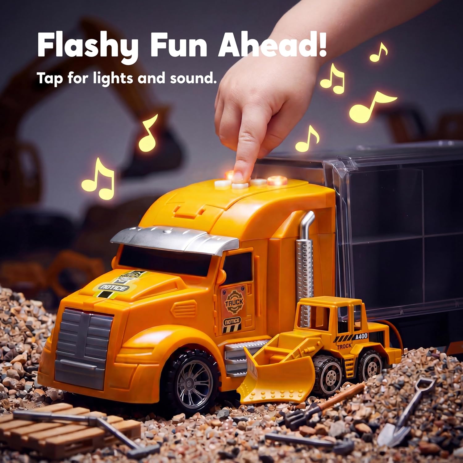 Thumbnail 4 de JOYIN 25 in 1 Construction Truck Vehicle Toy Set with Sounds & Lights (mini digger, dumper & carrier truck)