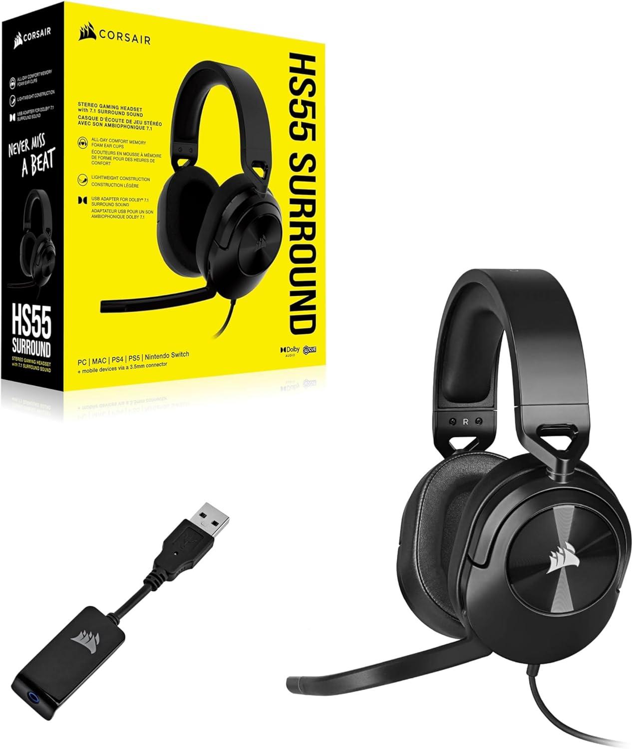 Thumbnail 6 de Corsair HS55 SURROUND: cuffie da gaming cablate leggere con Dolby 7.1 e microfono omnidirezionale