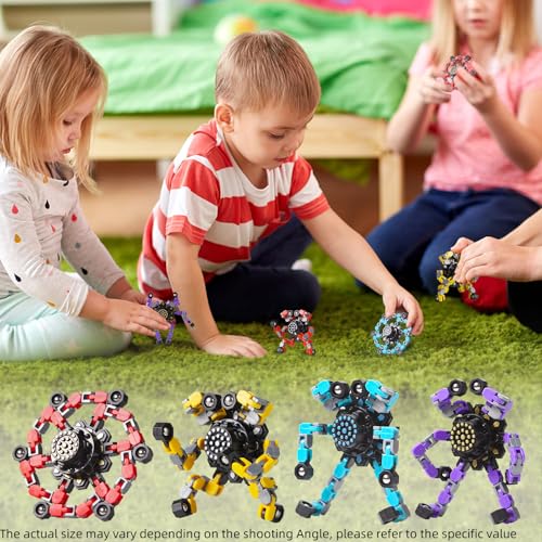 Detalle de Gokeey Transformable Fidget Spinners Toys 4 Pcs – Stress Relief & Sensory Gyro for Kids and Adults