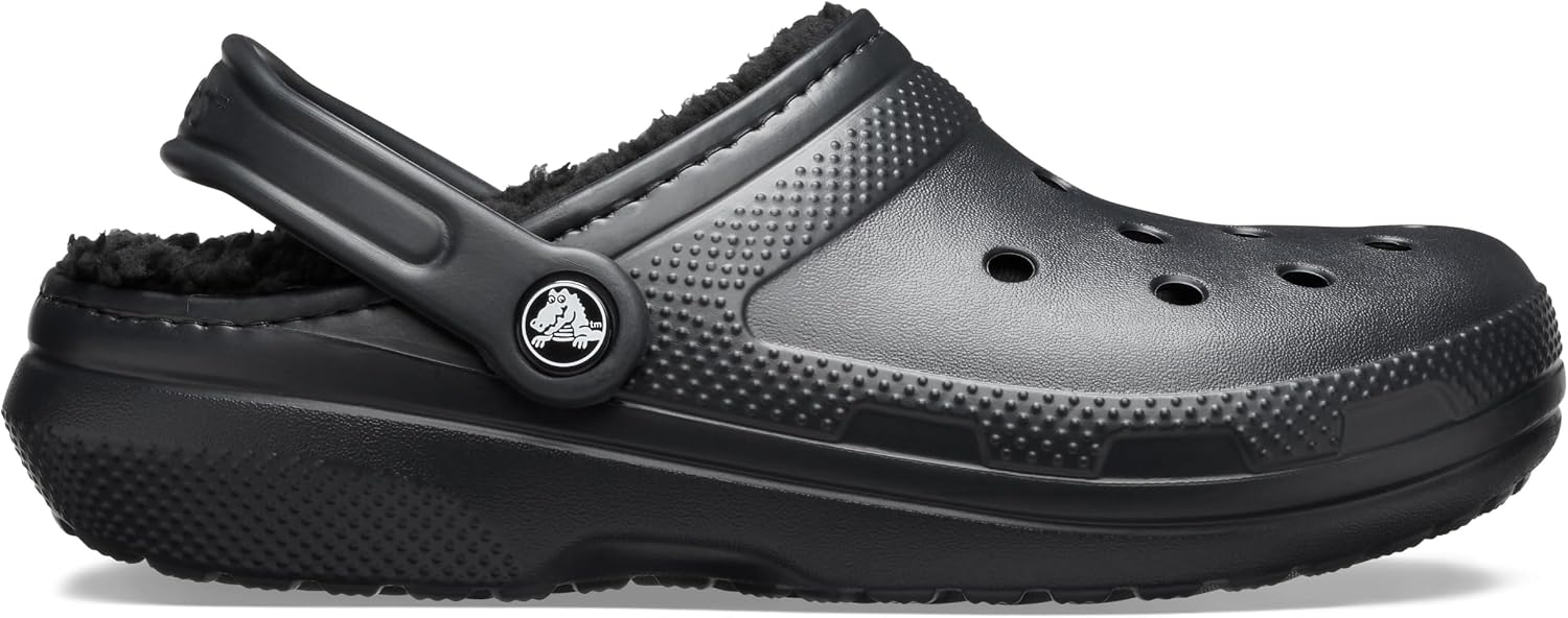 Detalle 2 de Crocs Classic Unisex Lined Clog with Fuzzy Liner – Black, UK M8/W9