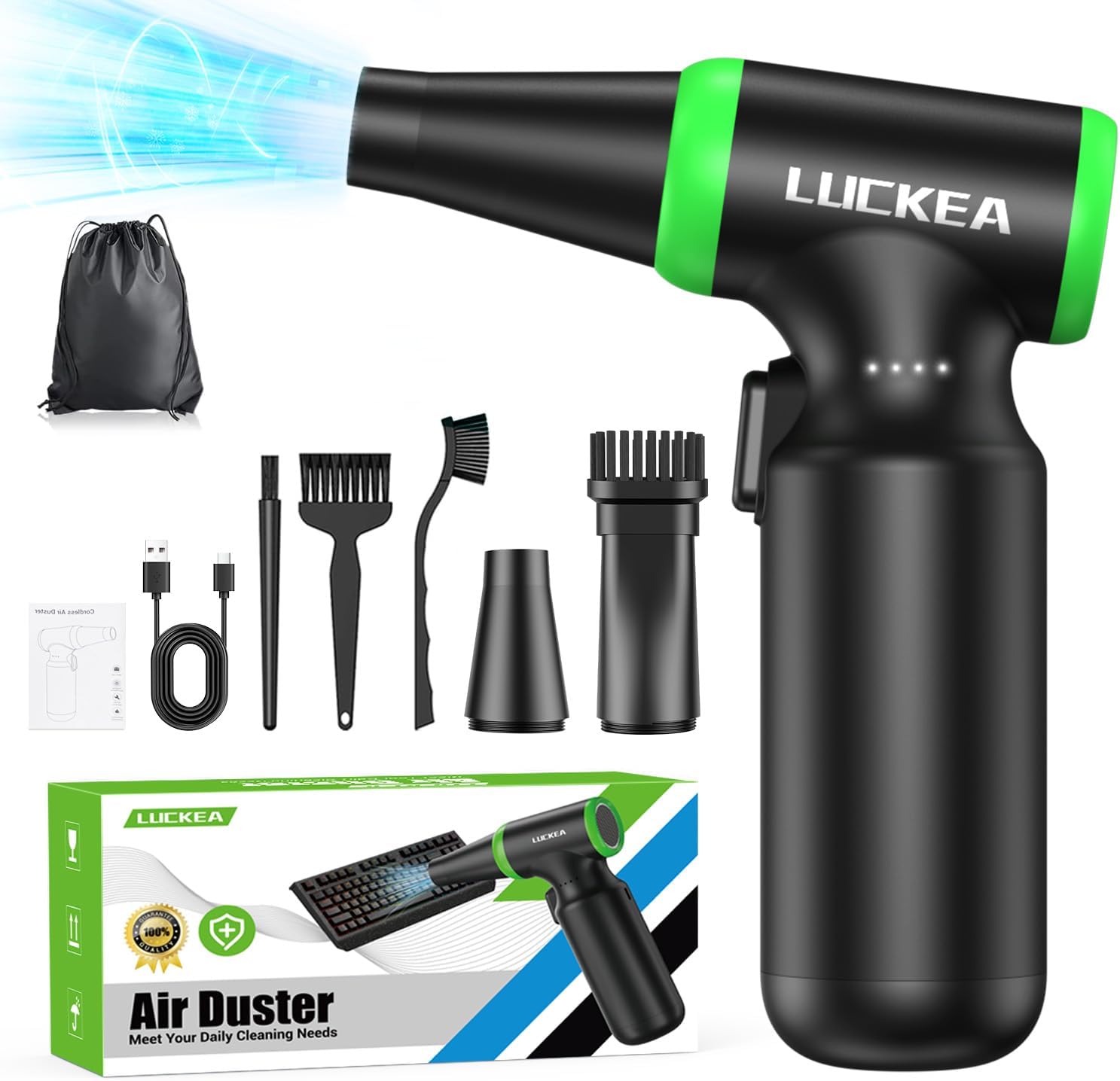 Detalle de Souffleur Air Comprimé 130000 tr/min – Dépoussiérage sans contact pour PC et électronique, 3 vitesses et batterie 6000 mAh