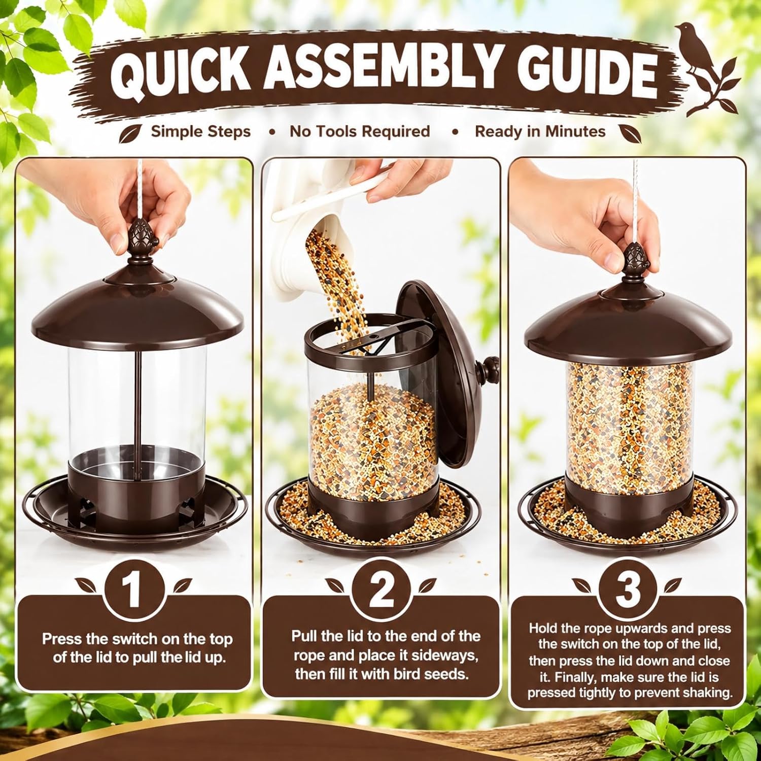 Thumbnail 6 de Gbekery Metal Bird Feeder with 4 Feeding Ports