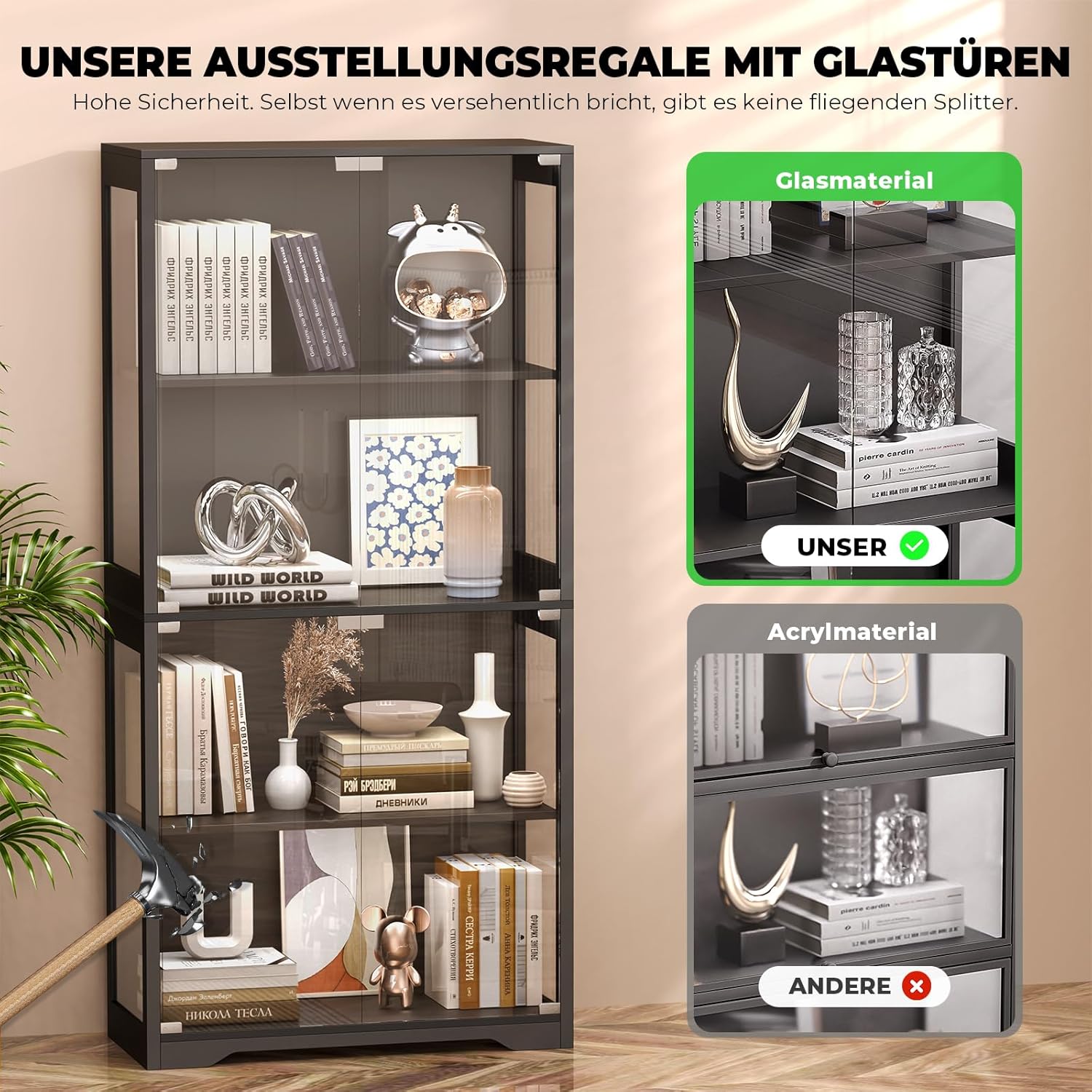 Thumbnail 5 de BROTTAR Vitrine LED Schwarz 80x165x36 cm