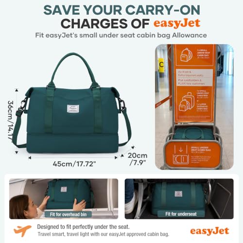 Detalle de SEAFEW Sac de Voyage 45x36x20 cm – Bagage cabine EasyJet et sac de week-end polyvalent