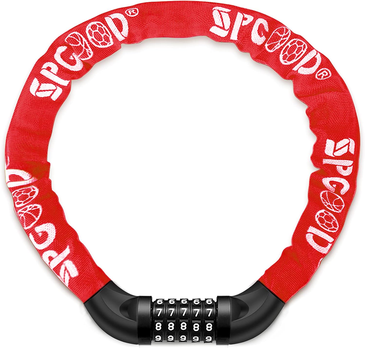 Detalle de SPGOOD Heavy Duty Bicycle Lock 830mm Chain 5-Digit Resettable Code
