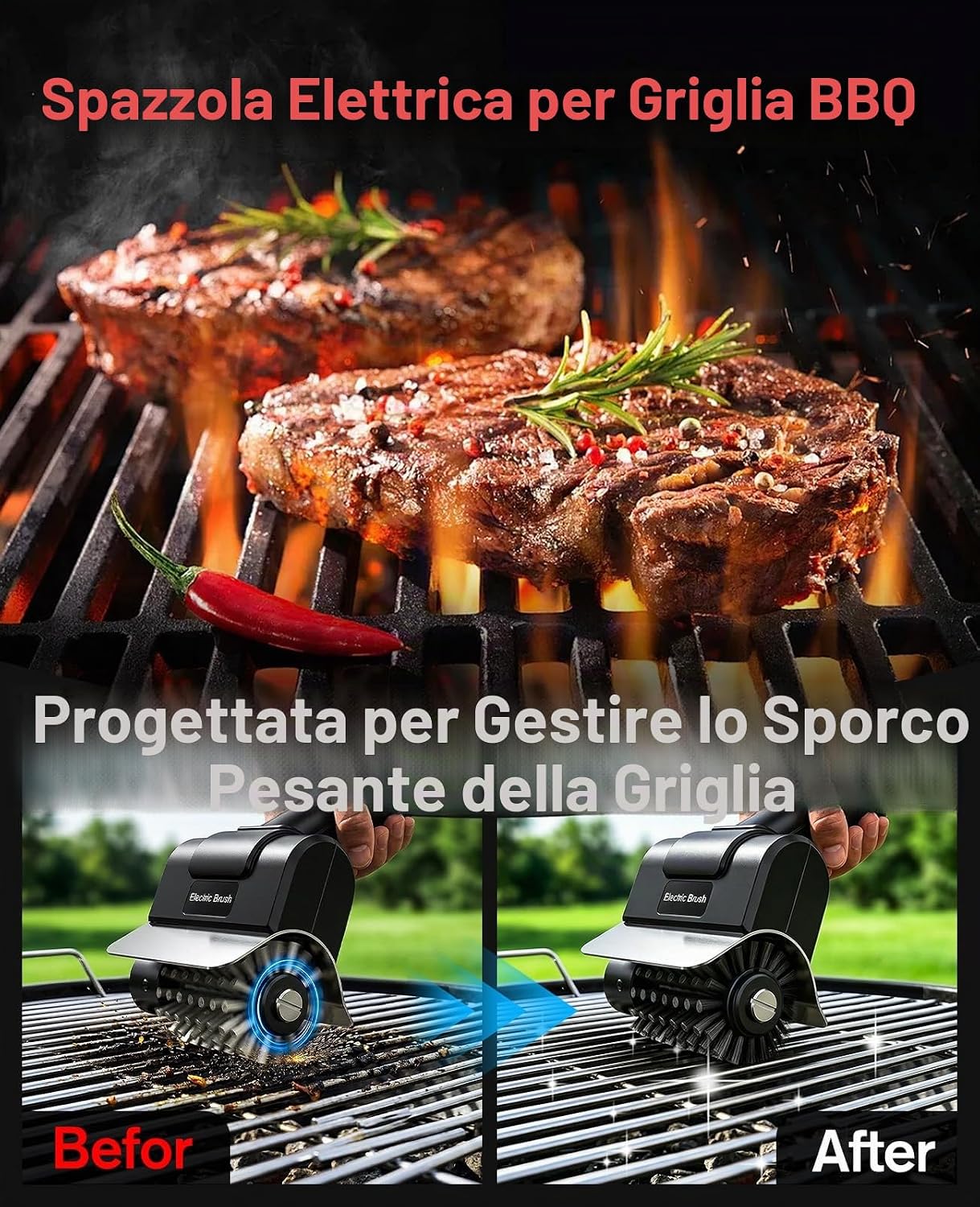 Thumbnail 2 de Spazzola Elettrica per Barbecue: potenza senza fili per una griglia pulita