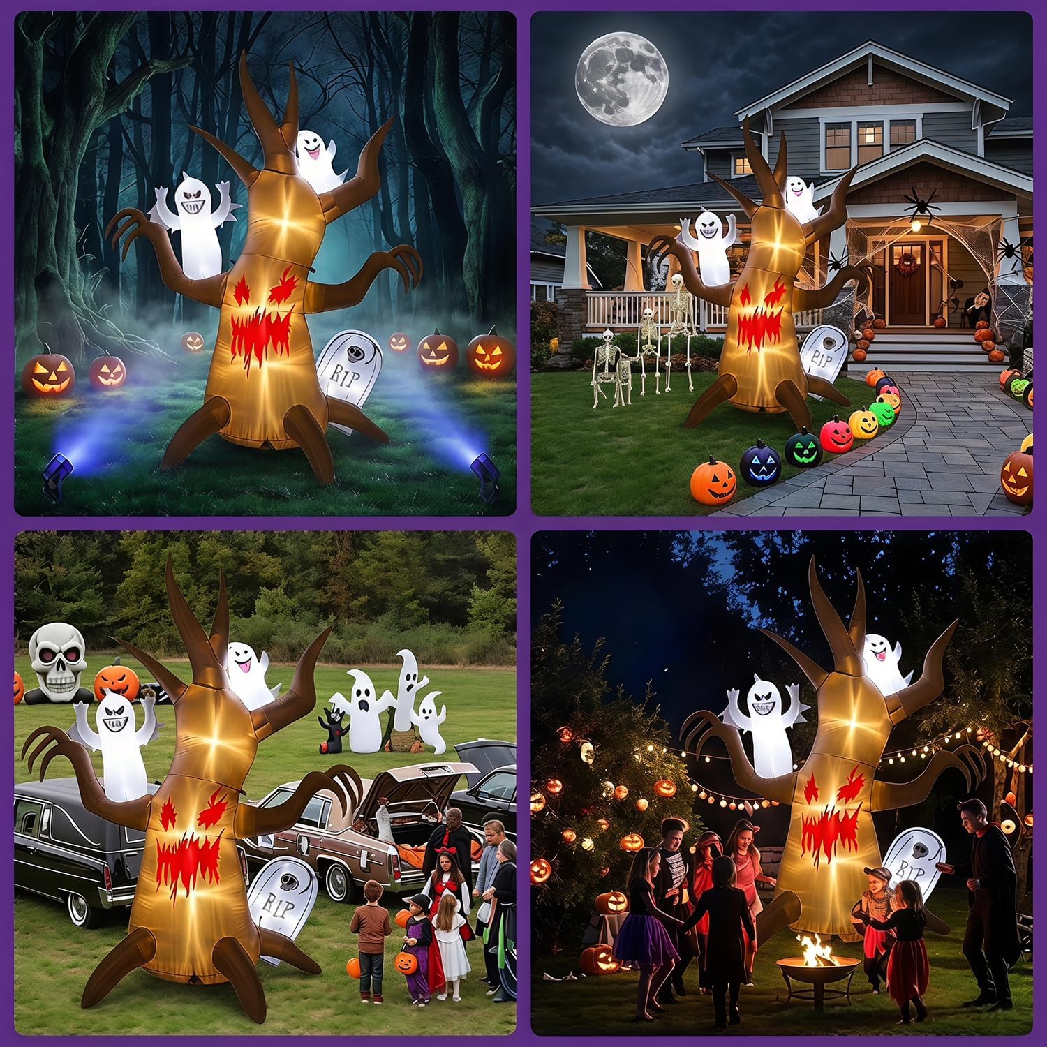 Detalle de Kendane CQJR 8FT Halloween Inflatable Scary Tree with Built-In LEDs