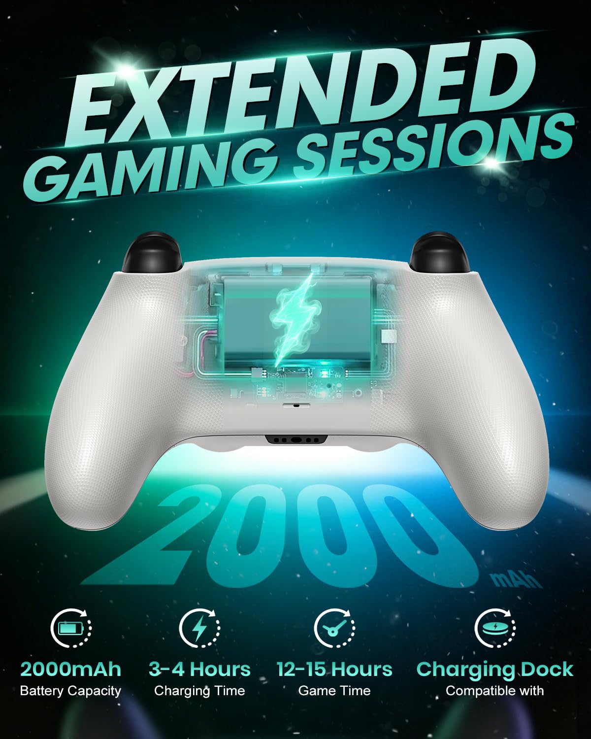 Detalle de Gamrombo Wireless Controller für PS5/PC – Dynamische Trigger, HD-Vibration und 2000 mAh Akku