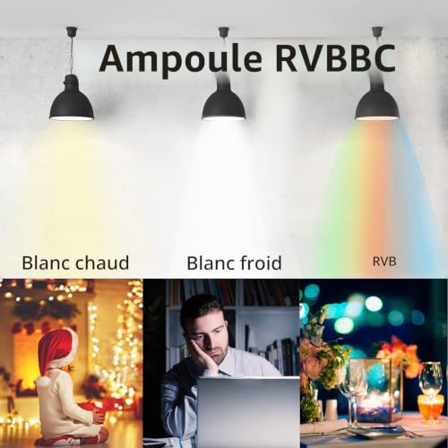 Thumbnail 2 de Fitop Ampoules intelligentes Alexa E14: RGB 16 Millions de couleurs, 4,9W, WiFi, compatible Alexa/Google Home (paquet de 2)