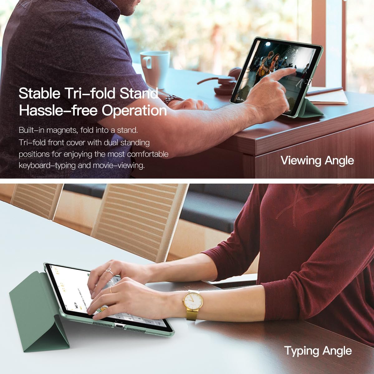 Thumbnail 3 de TiMOVO Morandi Green iPad 10.2 case for iPad 9th, 8th and 7th gen (Auto Wake/Sleep, stand)