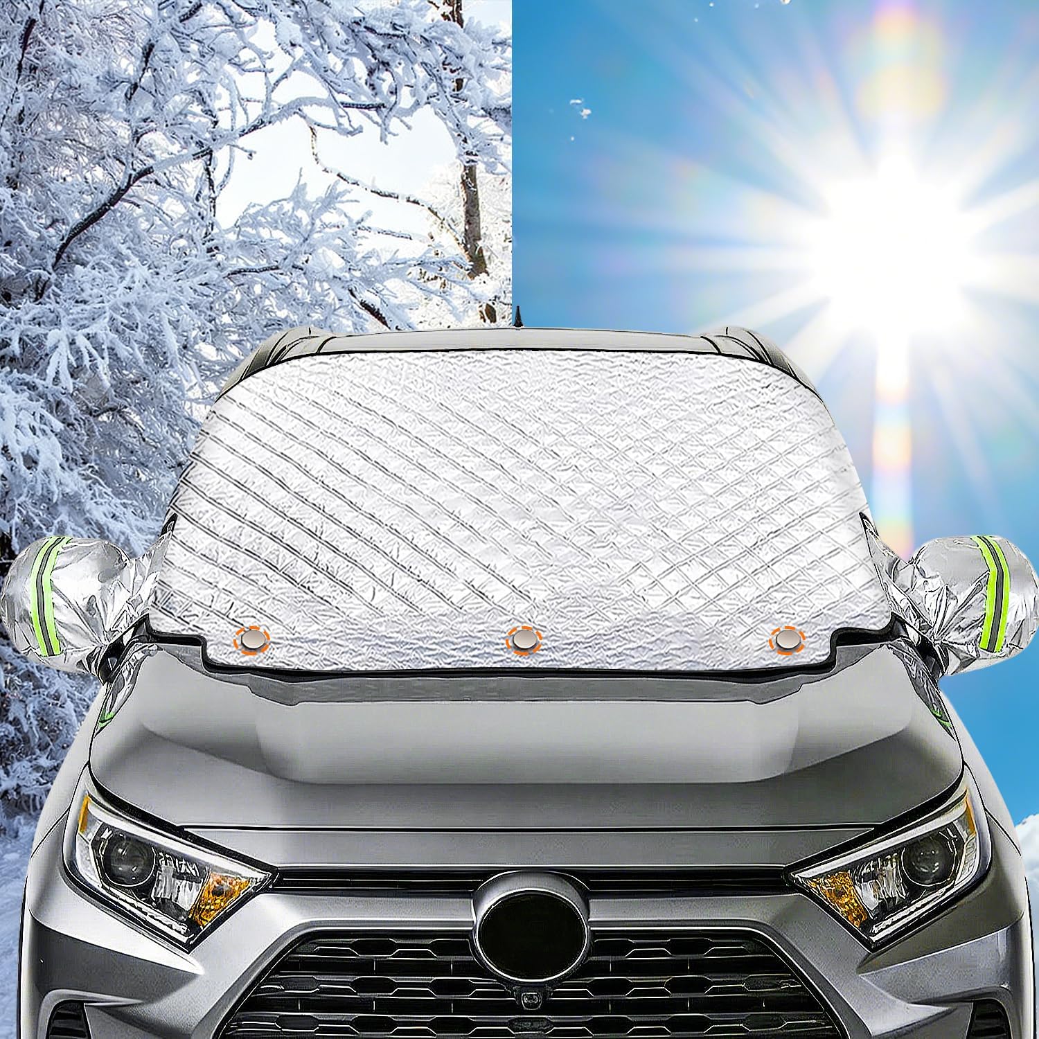 iZoeL Car Windshield Magnetic Sun Shade with Mirror Covers: All‑Season Protection for SUVs and Trucks