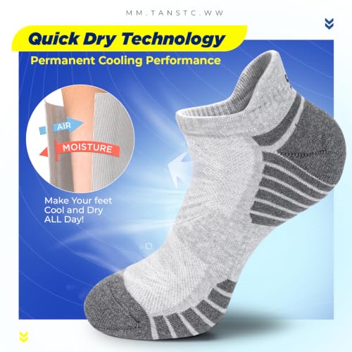 Thumbnail 1 de TANSTC Men's Running Trainer Ankle Socks: Anti-Blister Cushioned (6 Pairs)