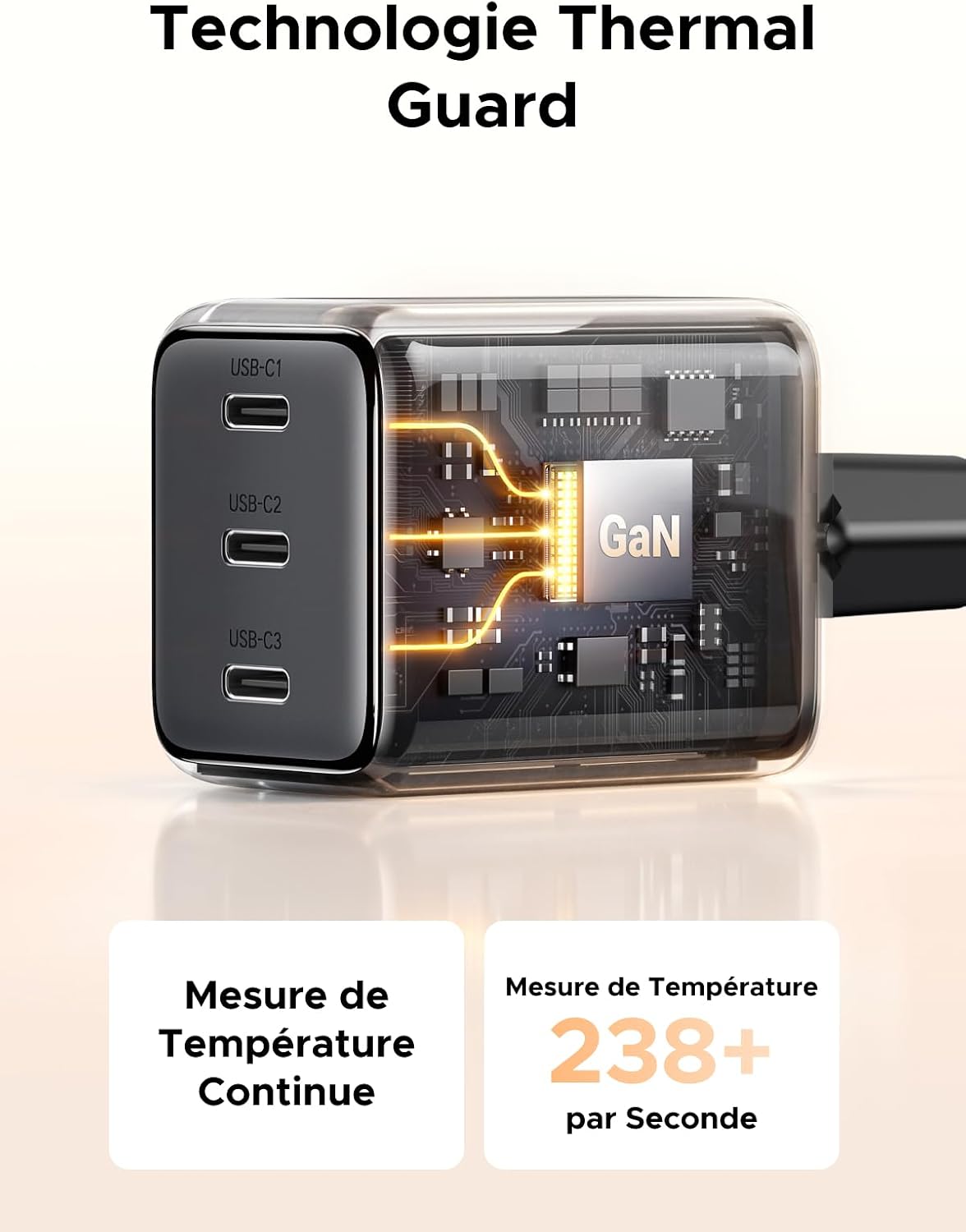 Detalle 2 de UGREEN Zapix Chargeur USB C 30W 3 ports 🔌