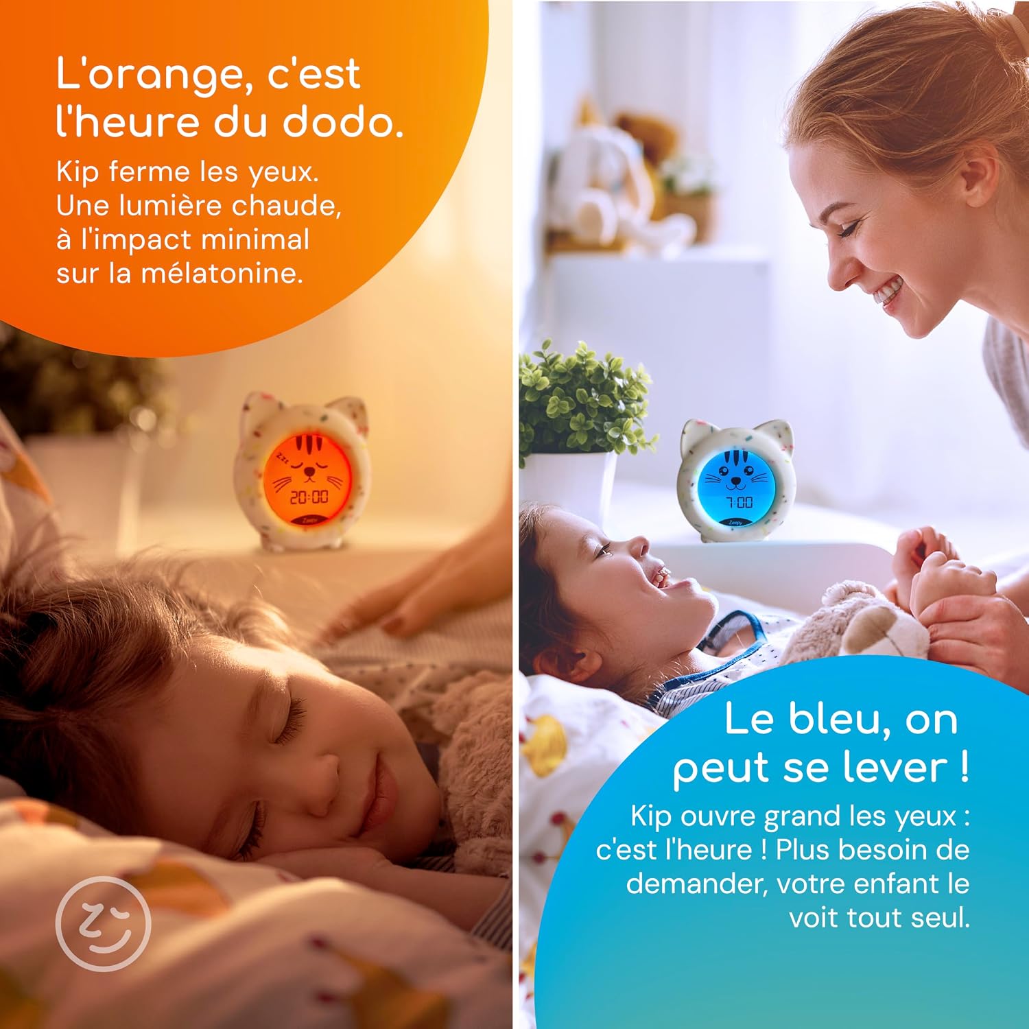 Detalle 2 de Zeepy Horloge Enfant 4 Phases Apprentissage Sommeil – Kip Le Chaton