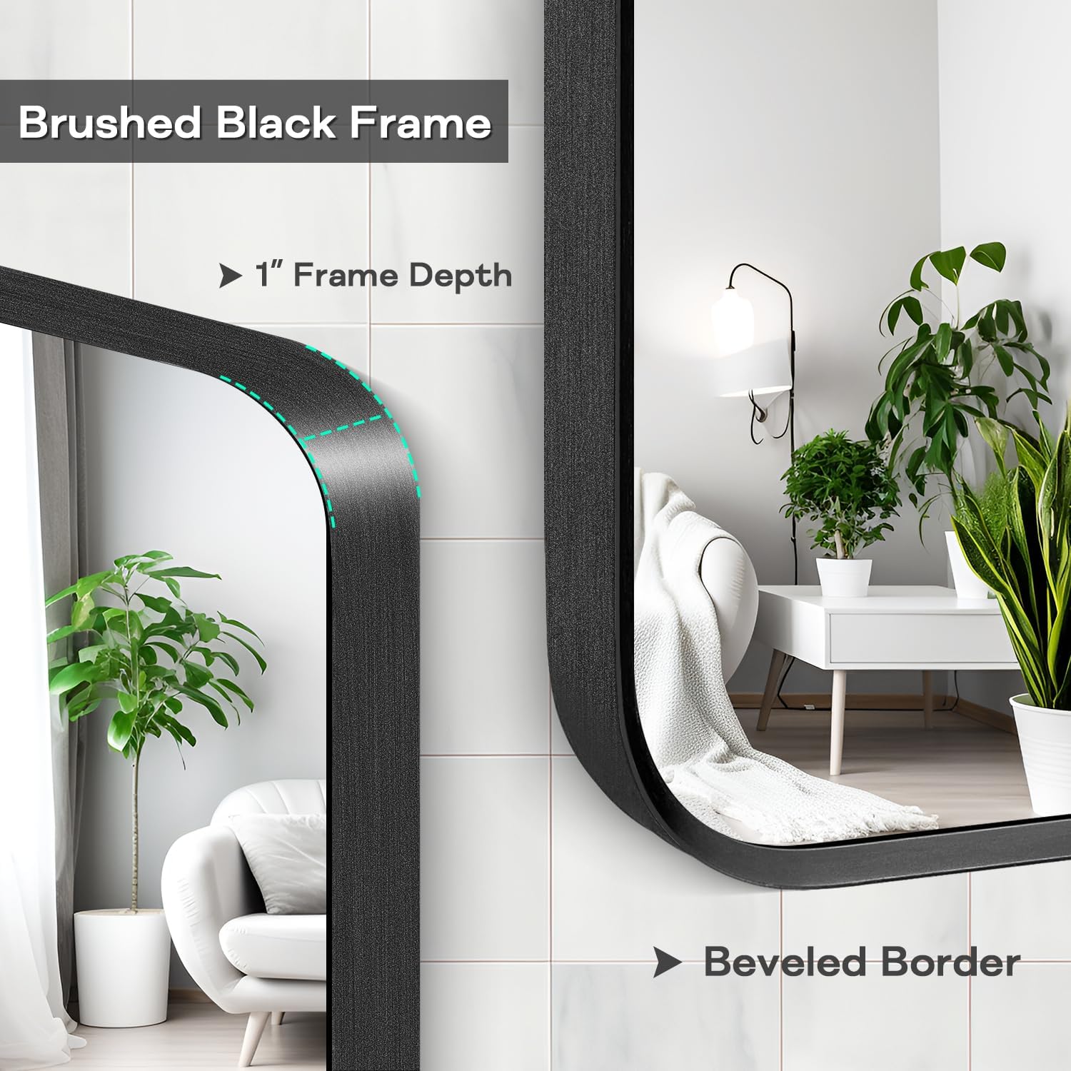 Thumbnail 4 de Minuover Wall Mount Mirror 24x36 in Brushed Black