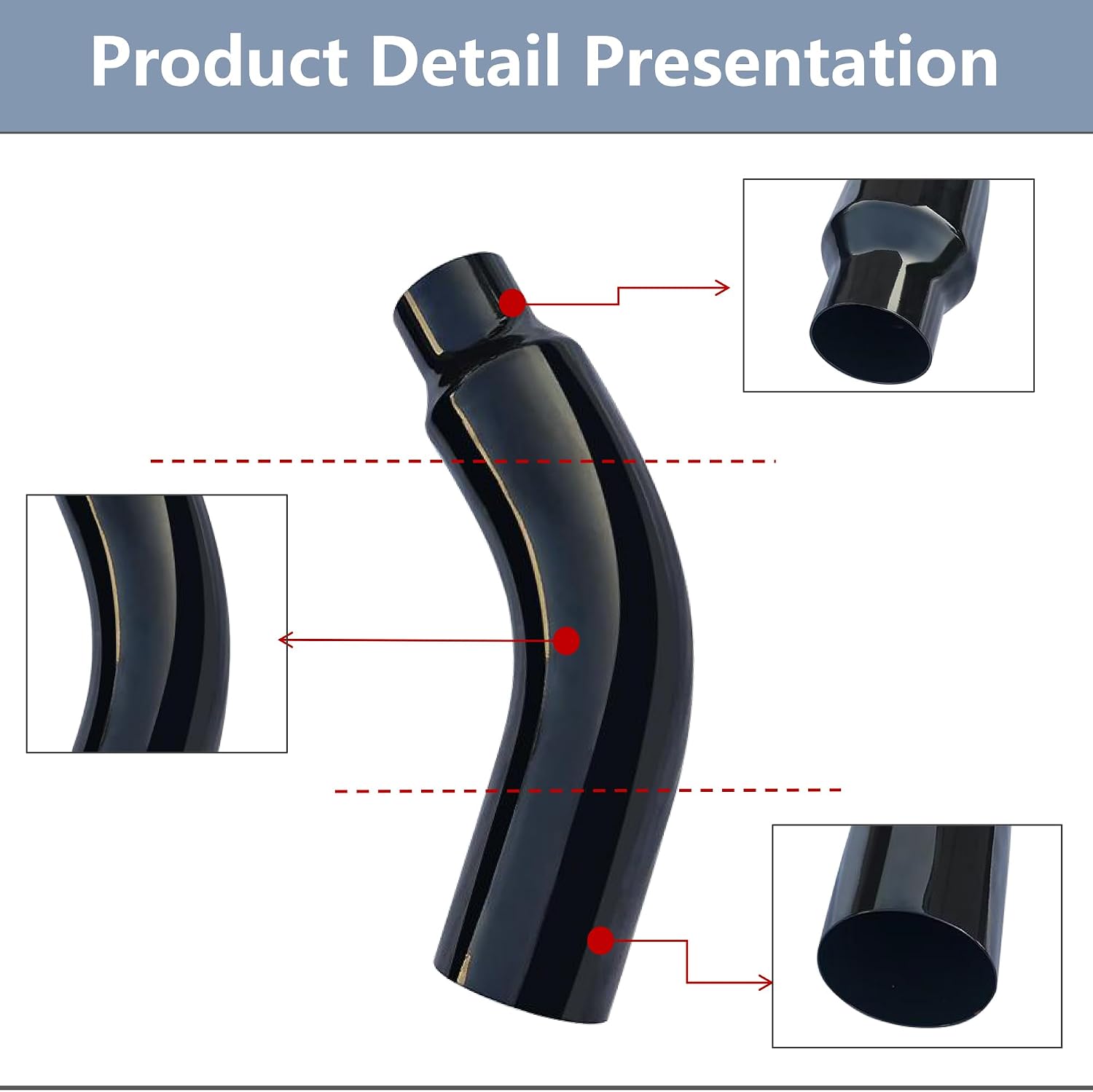 Thumbnail 4 de Universal 5" to 7" Exhaust Elbow Pipe with Steel Clamp - Silver Chrome or Black Painted for Car, Truck & Diesel