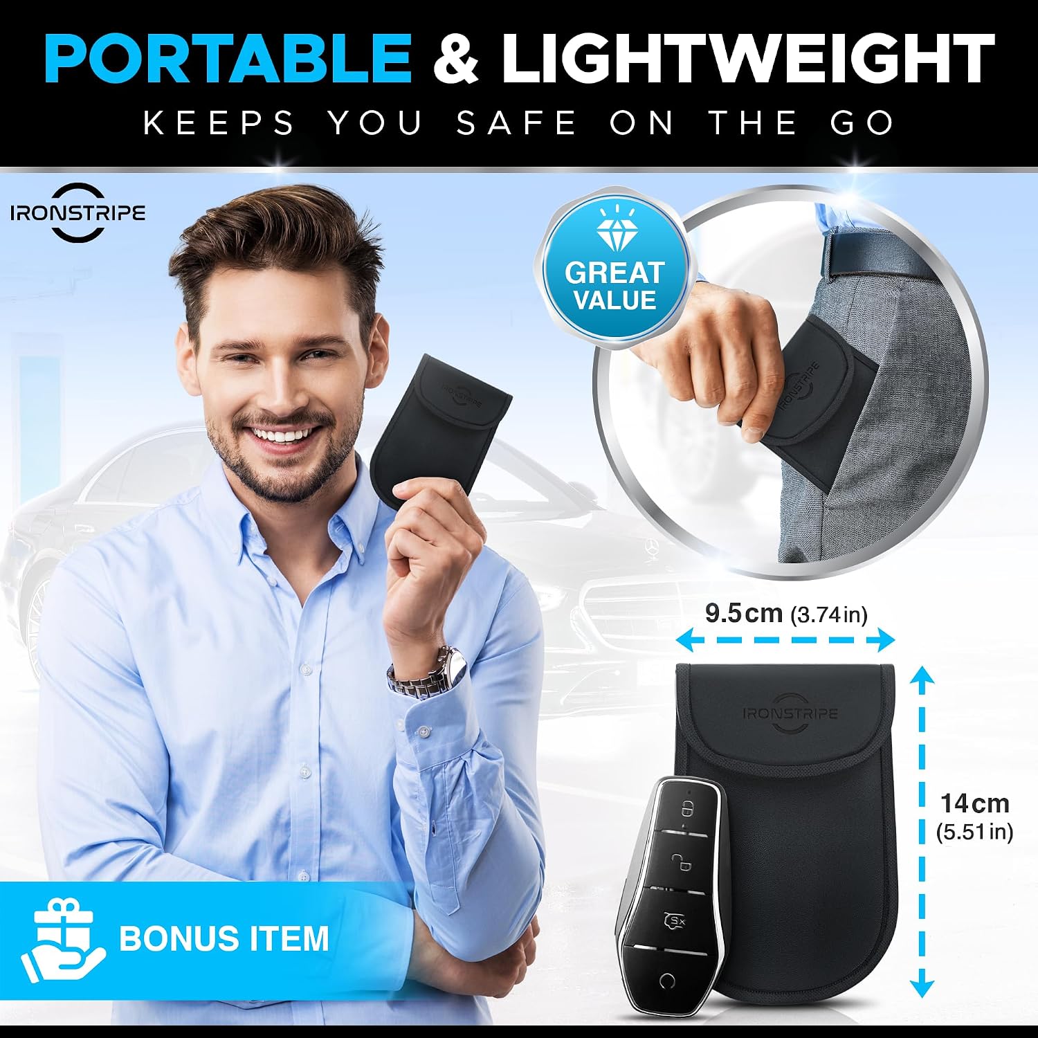 Detalle 2 de Ironstripe Faraday Box for Car Keys – Extra Large 19 x 12 x 9 cm, RFID Blocker & Signal Shield