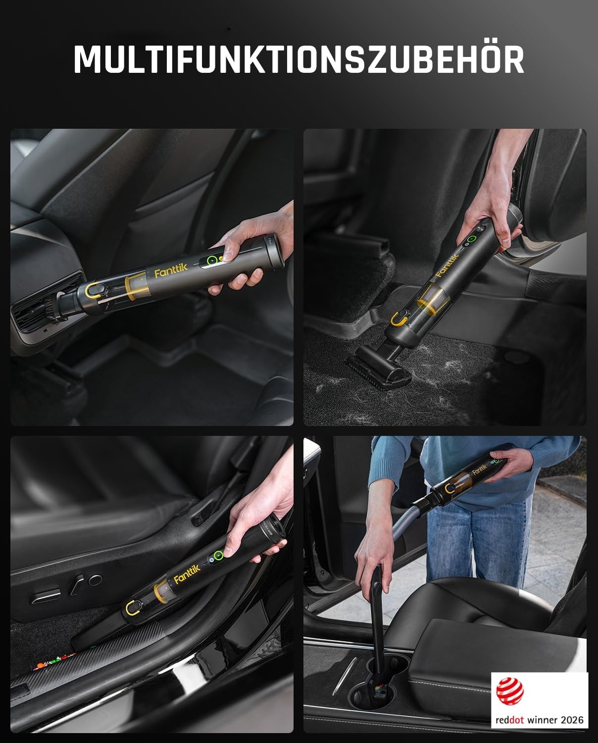Detalle de Fanttik Slim V10 APEX: 4-in-1 Mini-Handstaubsauger für Auto, Büro und Tastaturen