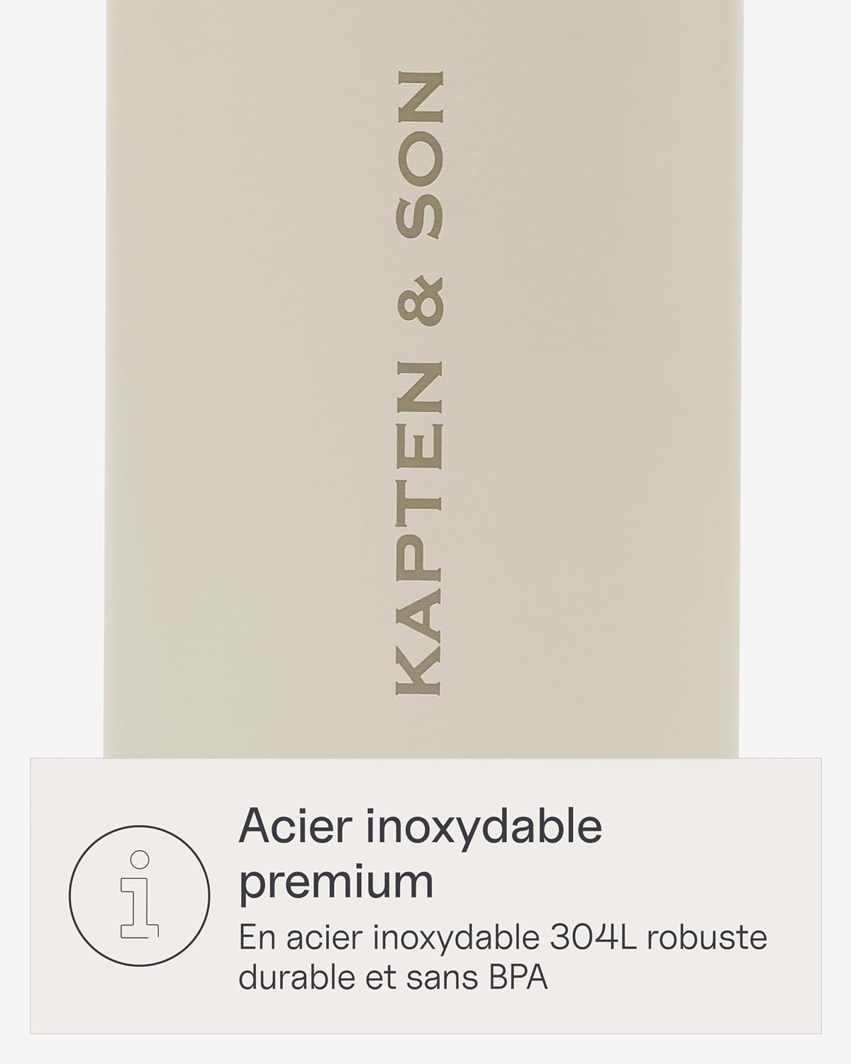 Detalle de Kapten & Son Gourde en acier inoxydable 0,75 L – beige, couvercle anti-fuite, BPA-free