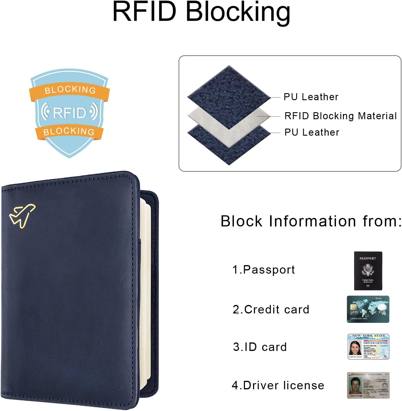 Thumbnail 2 de PU leather RFID passport holder 2 passports