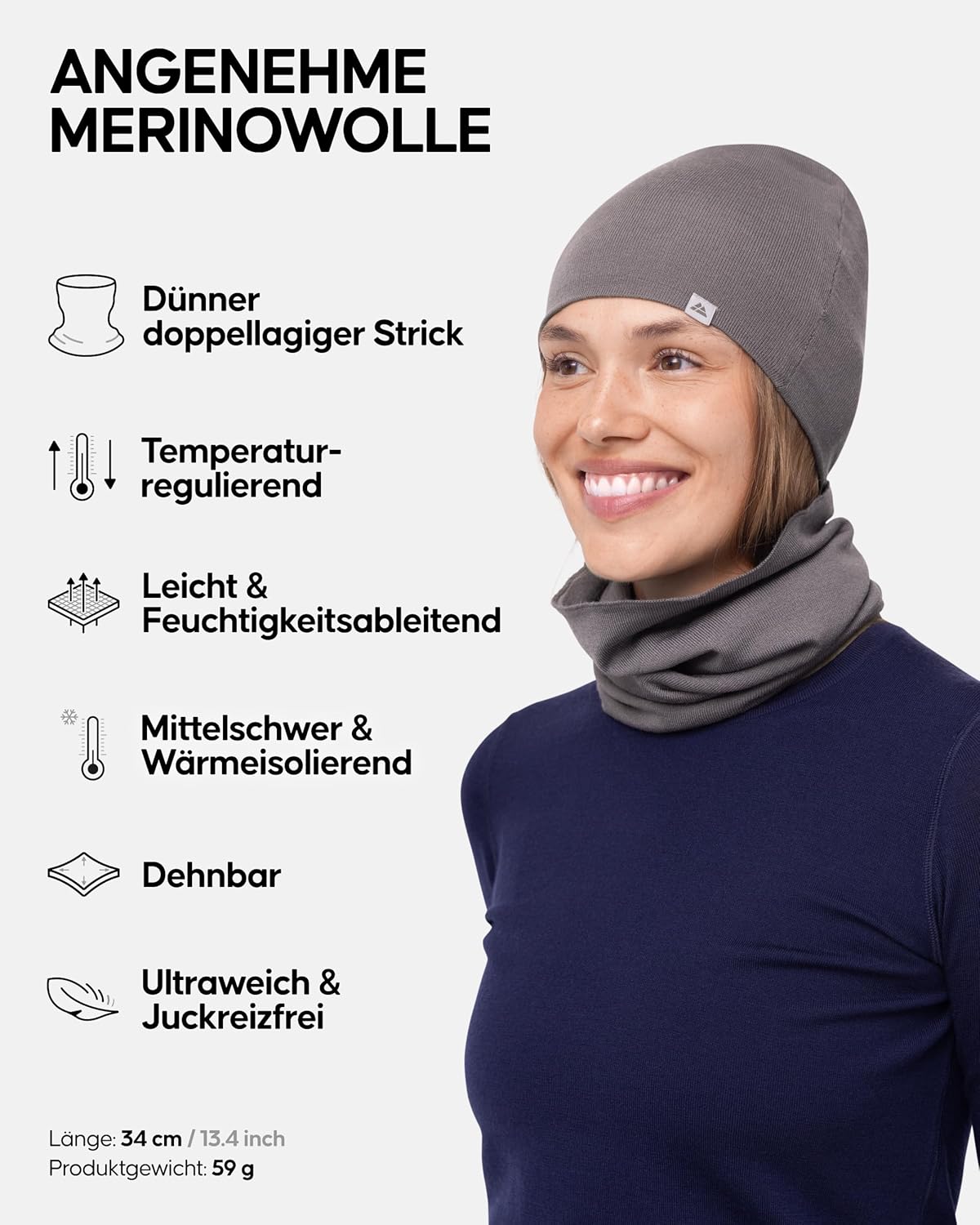 Thumbnail 1 de DANISH ENDURANCE Merino Schlauchschal 80% Wolle