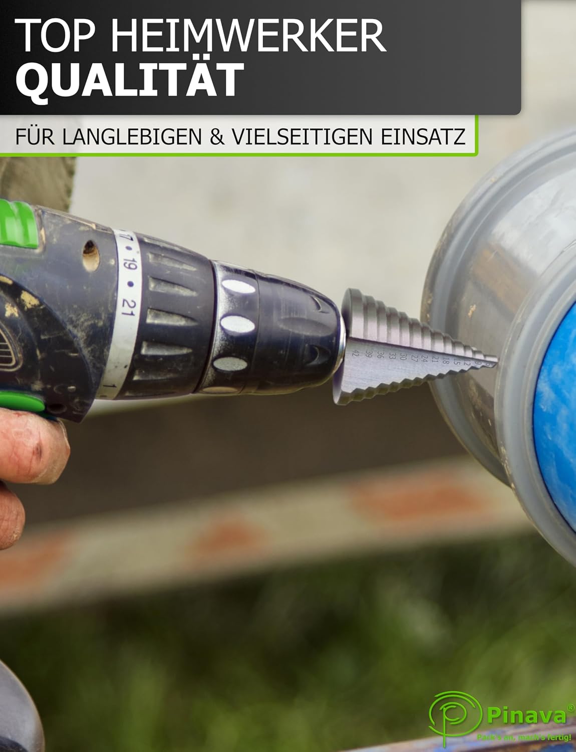 Detalle 2 de Pinava® HSS Stufenbohrer Ø4–42 mm (14 Stufen) – Kegelbohrer für Metall, Holz & Kunststoff