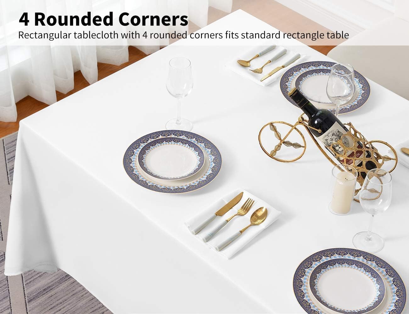 Detalle 2 de Surmente 10 Pack White Rectangle Tablecloth 90 x 156 Inches