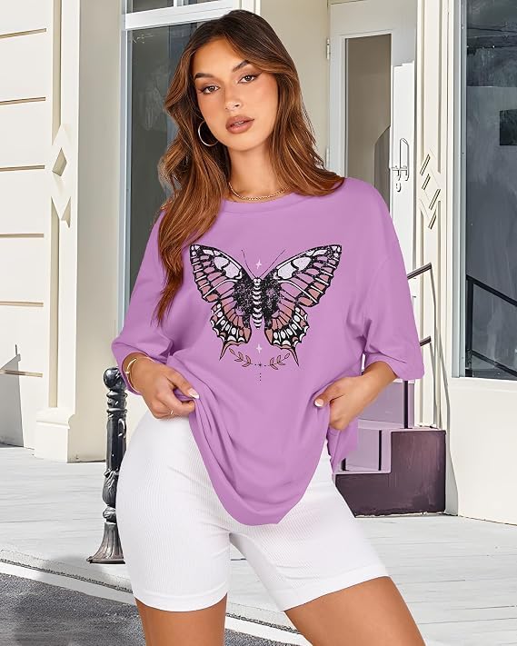 Thumbnail 4 de ADOREJOY Women's Oversized T-Shirt, Short-Sleeve Crewneck Graphic Tee