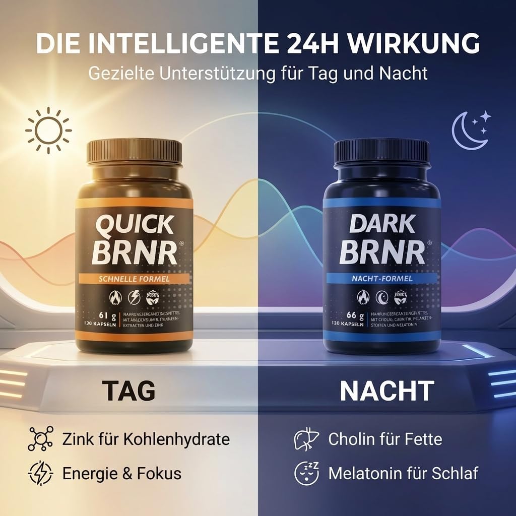 Detalle de QUICK + DARK BRNR Stoffwechsel Tag&Nacht 24h Paket, 240 Kapseln