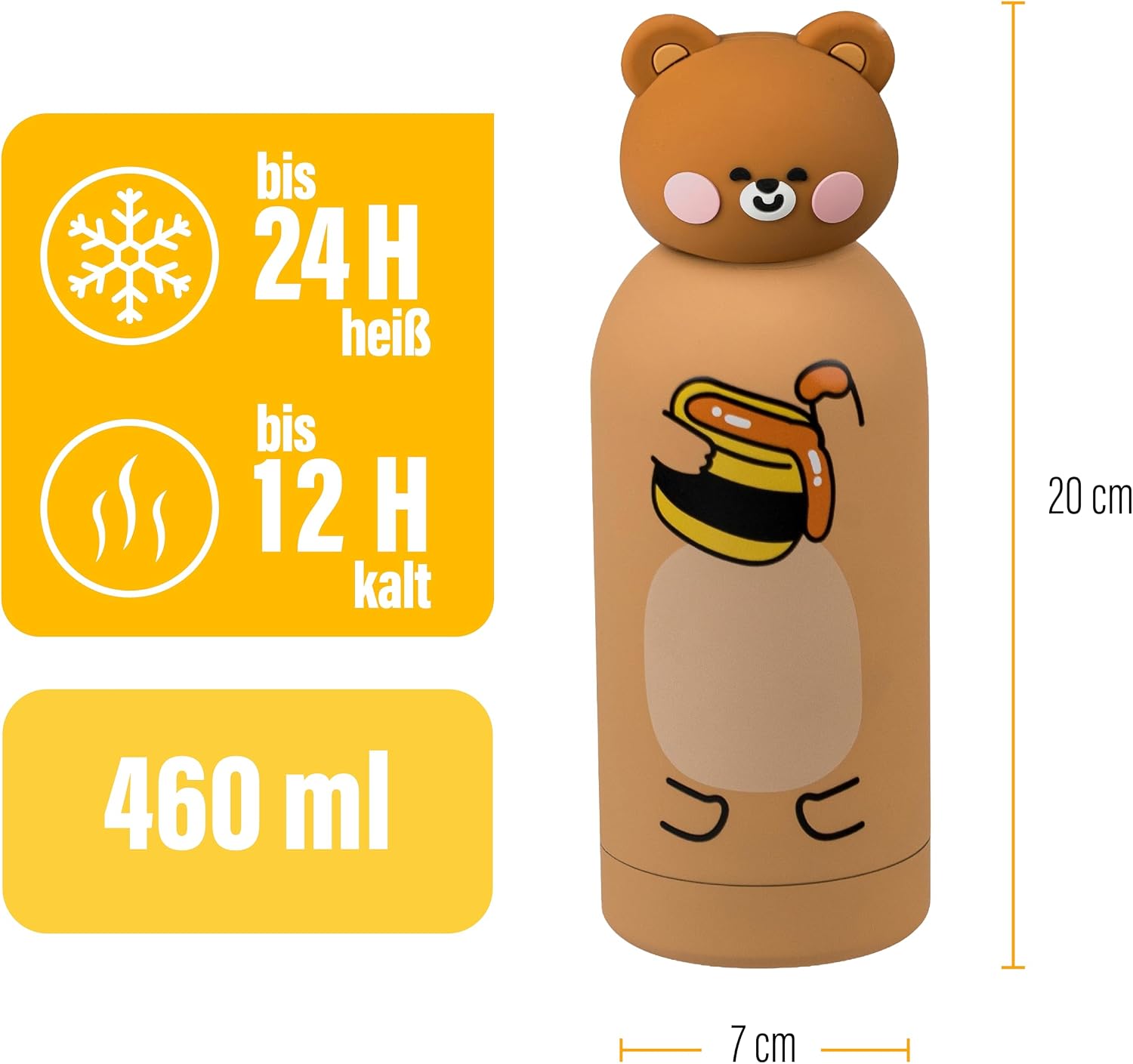 Detalle 2 de Cartomania Trinkflasche 350 ml – Edelstahl, BPA-frei, Silikondeckel, Teddy-Bär Motiv