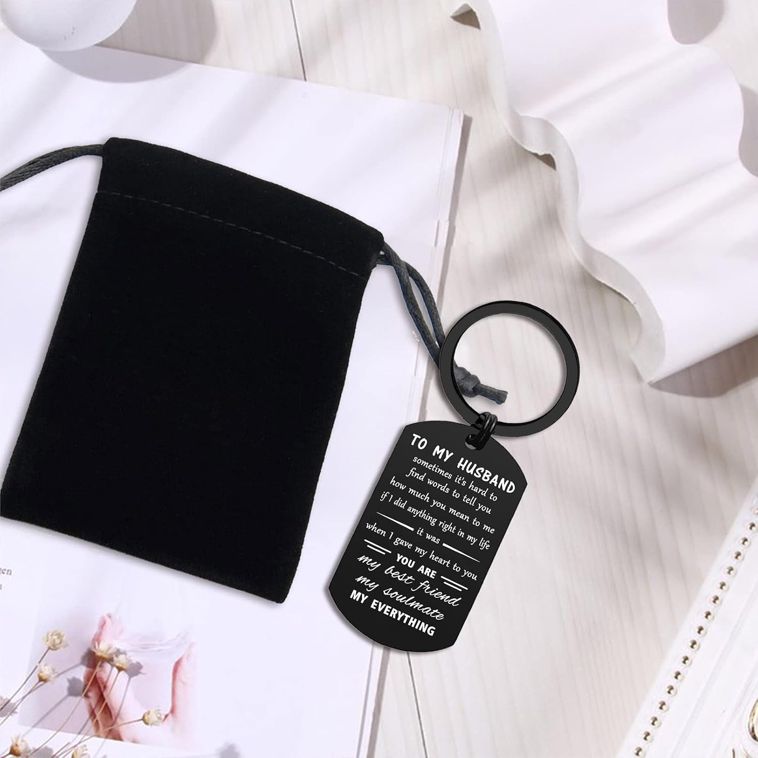 Thumbnail 5 de ENGZHI double side engraved stainless steel “Drive safe” keyring – a husband gift from his wife