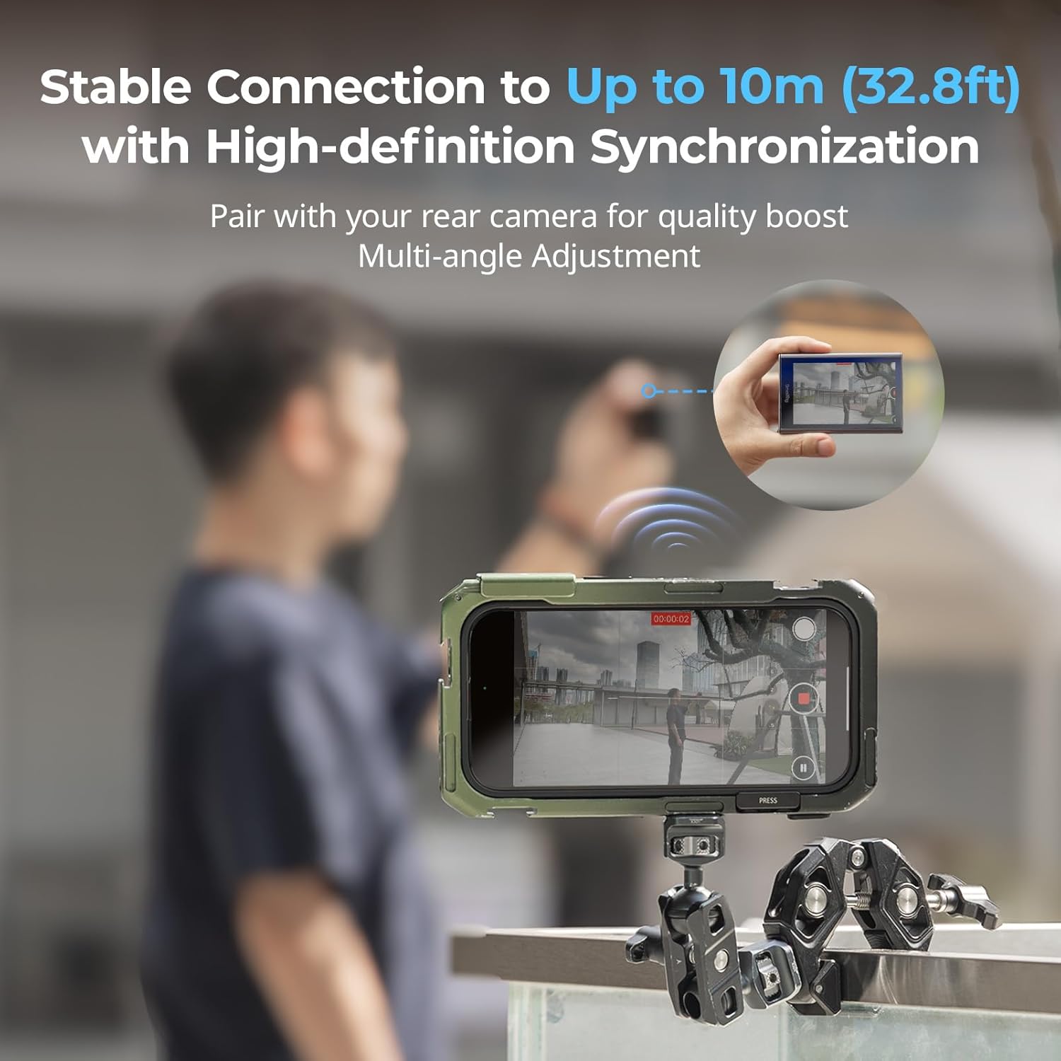 Detalle 2 de SMALLRIG 4850B : écran de surveillance pour smartphone avec contrôle sans fil et enregistrement 1080p