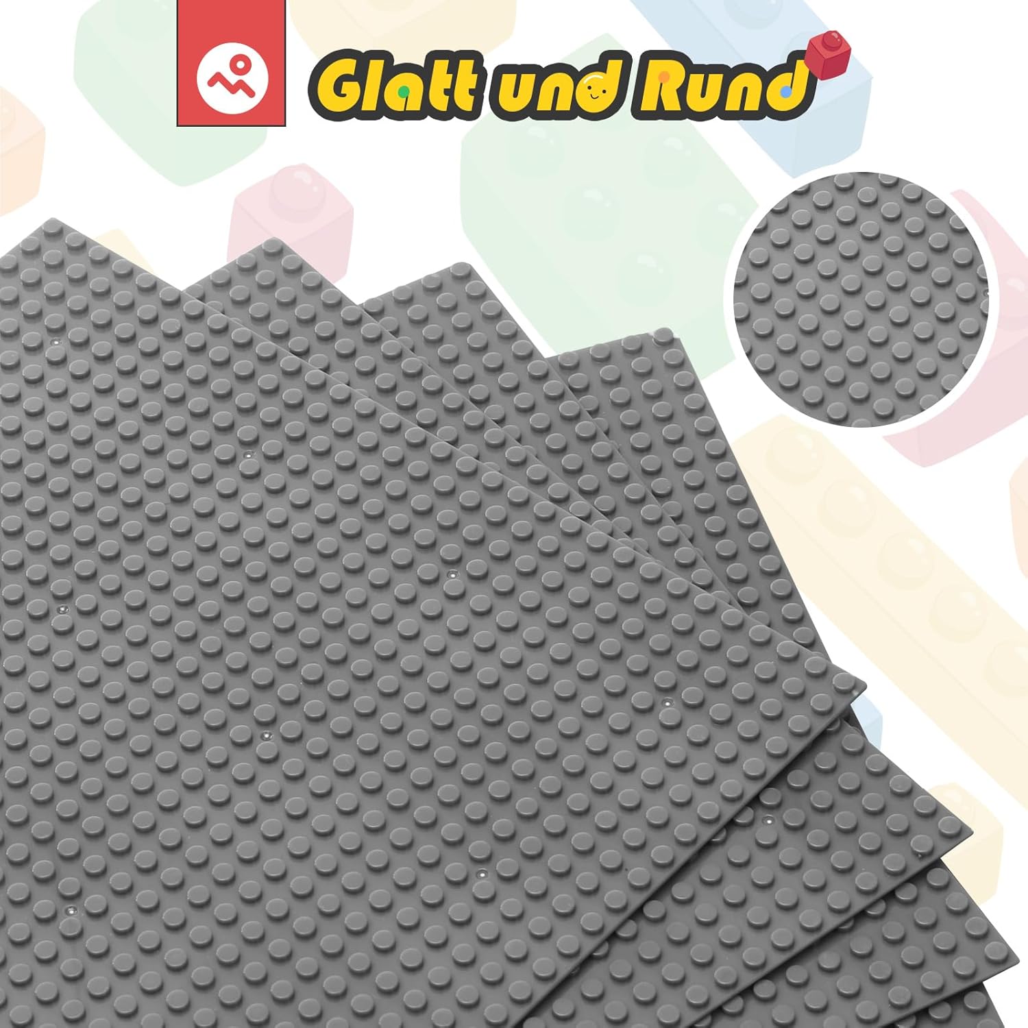 Thumbnail 1 de HUIZDQ 12 Stück Klassische Grundplatten 32x32 Noppen Grau – 100% kompatibel mit großen Marken
