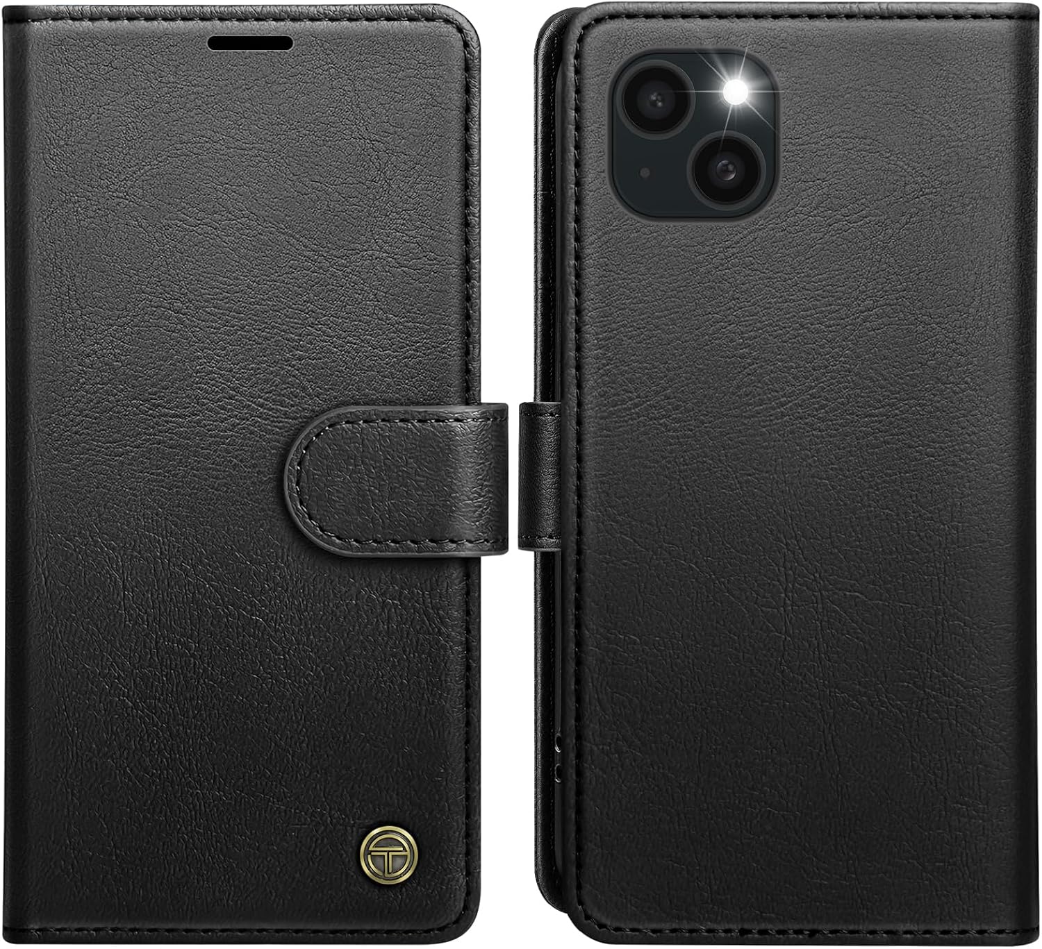 Detalle de iPhone 14 leather flip case with 4 slots