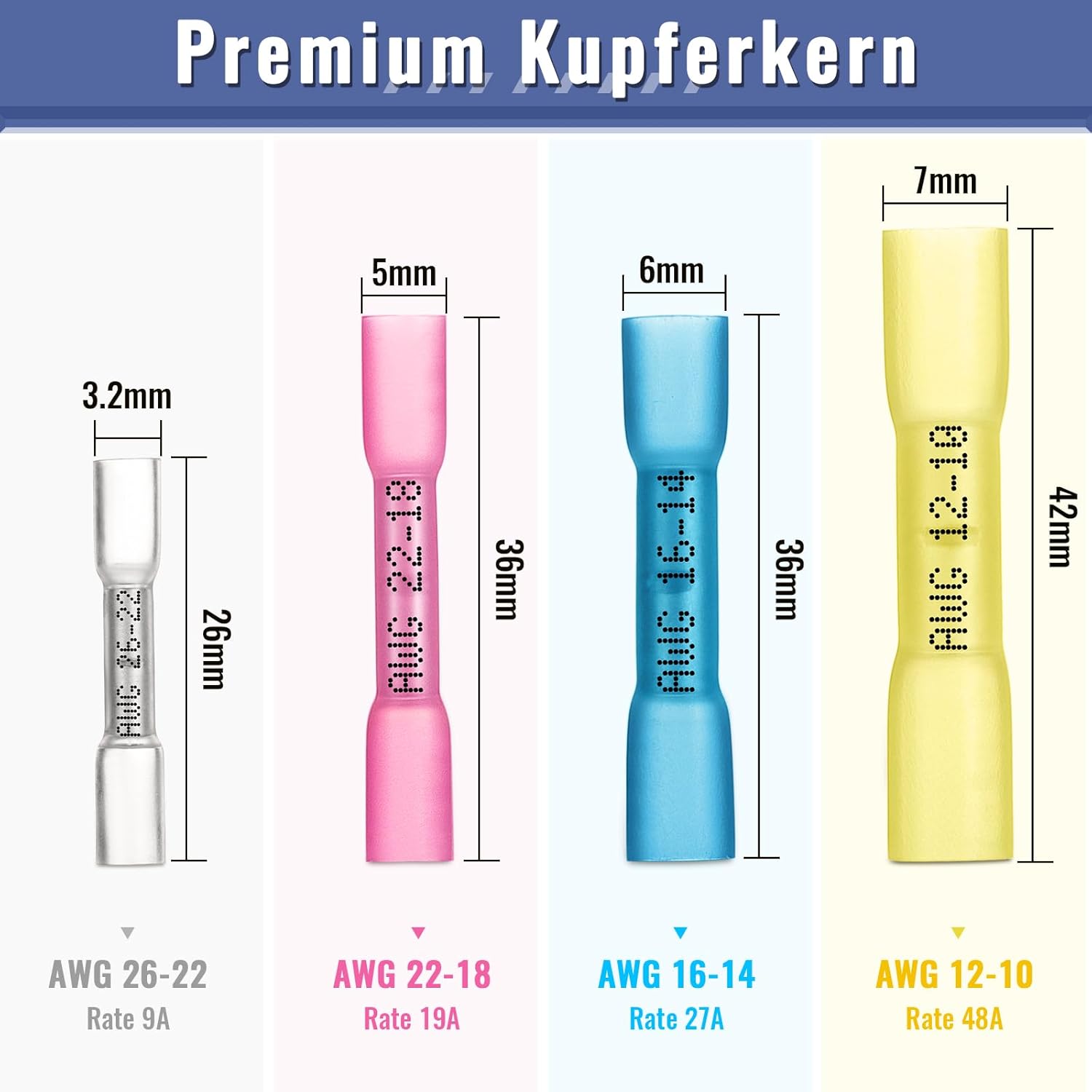 Thumbnail 2 de Estmoon Crimpzange für Schrumpfverbinder – 210 Stück Wärmeschrumpf-Stoßverbinder, 0,5–6 mm²