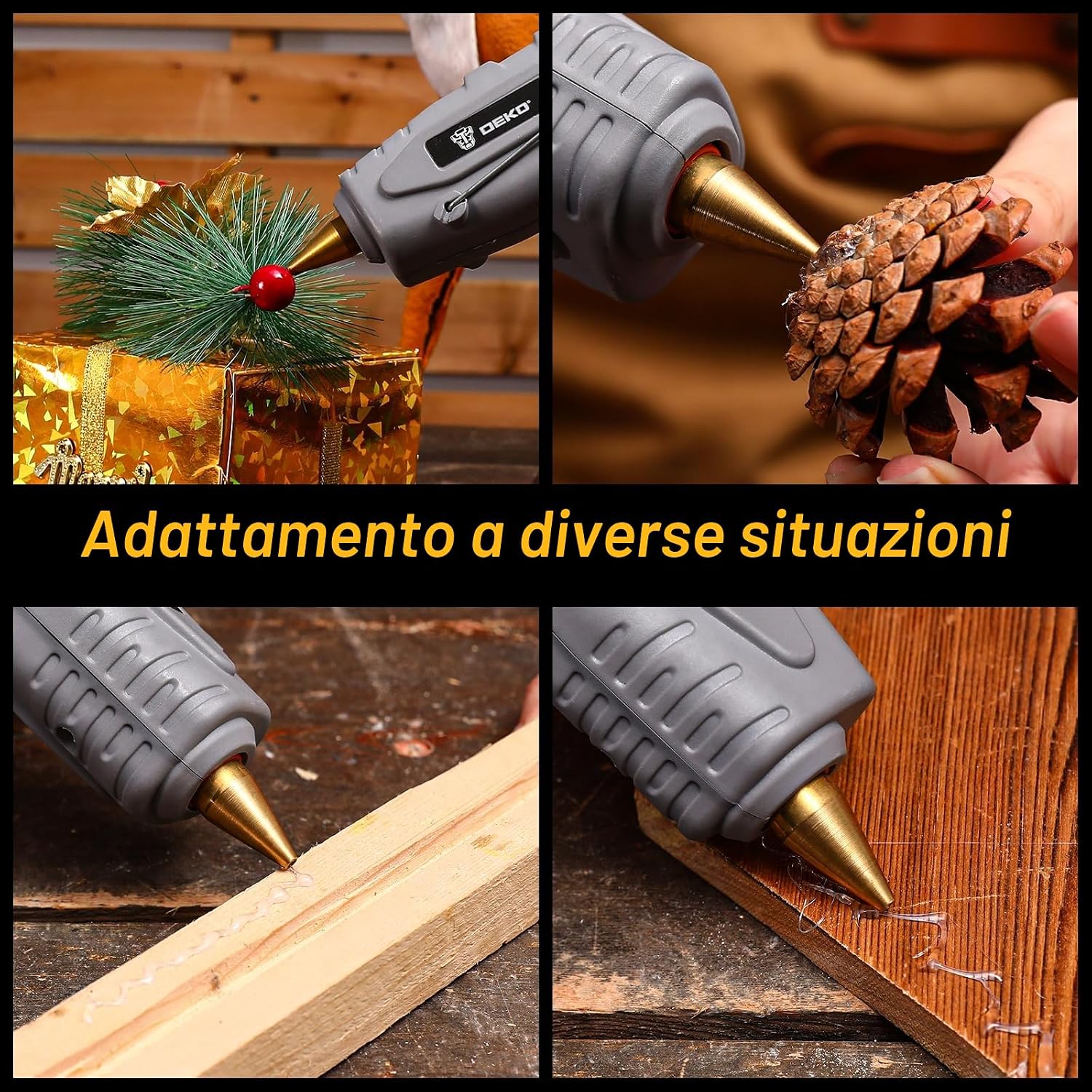Thumbnail 6 de DEKO Pistola Colla a Caldo 60/100 W doppia temperatura con 25 bastoncini, rigenerata per DIY e artigianato